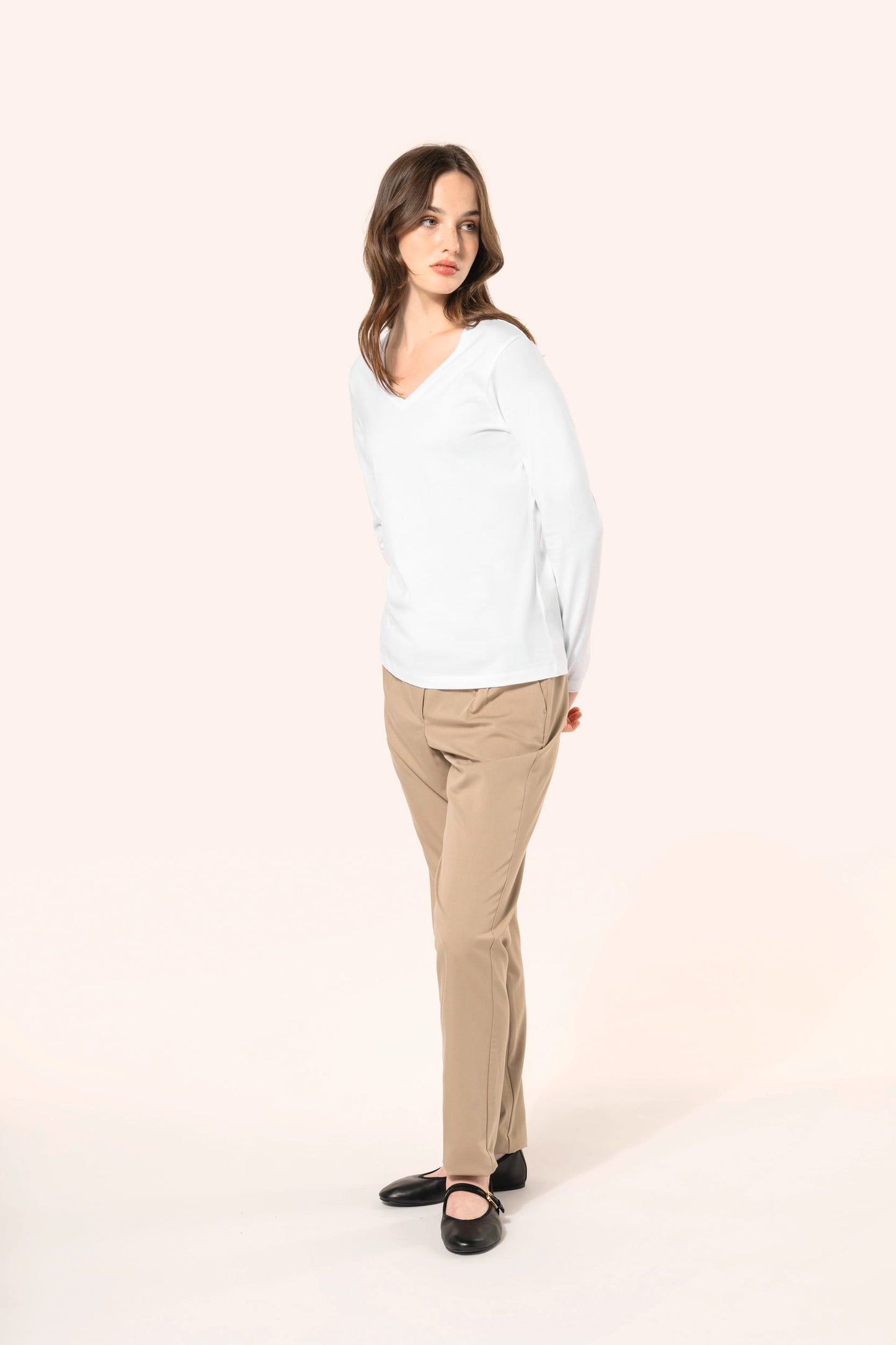 PK307 - T-shirt Supima® maniche lunghe e scollo a V