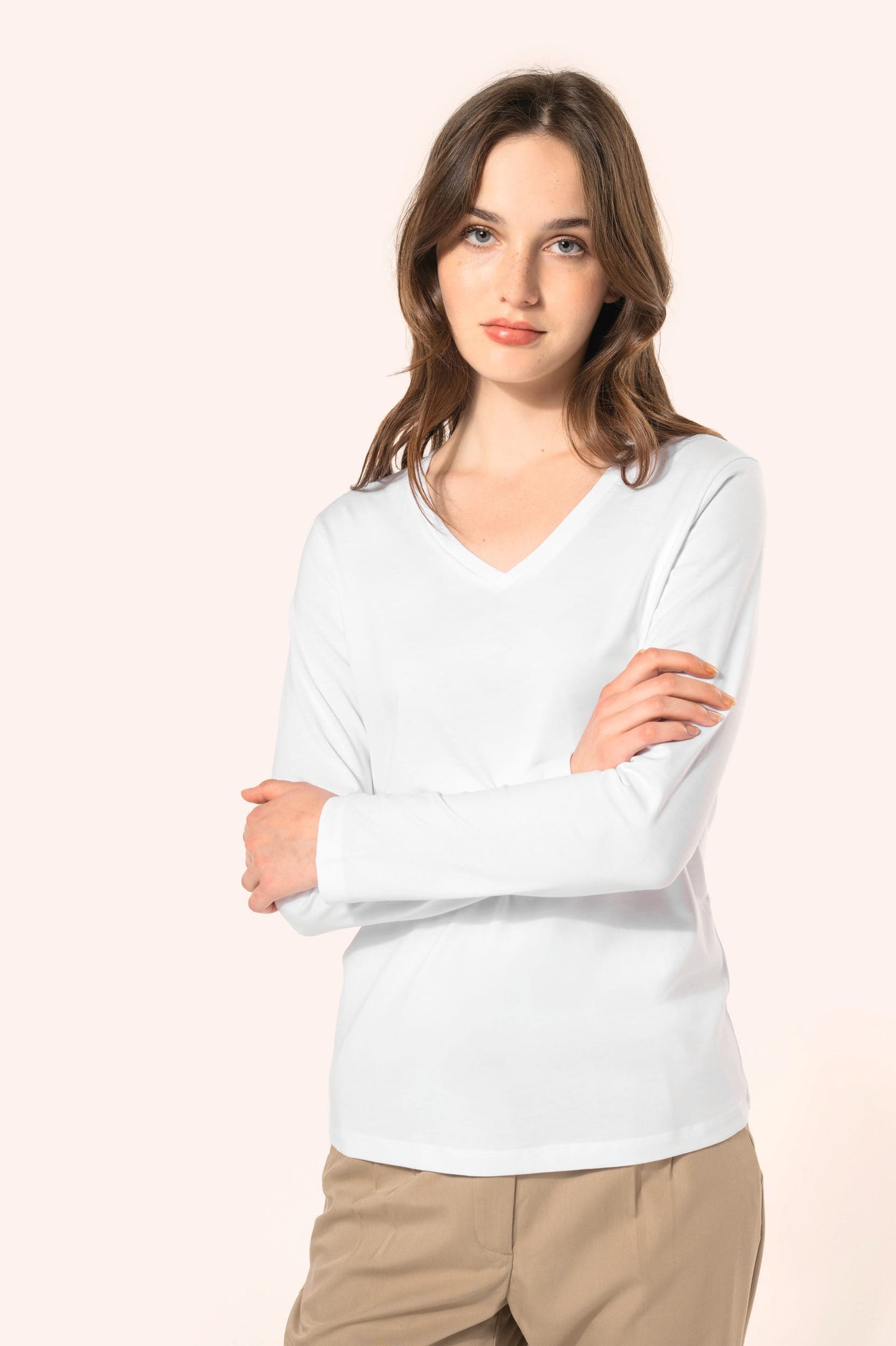 PK307 - T-shirt Supima® maniche lunghe e scollo a V
