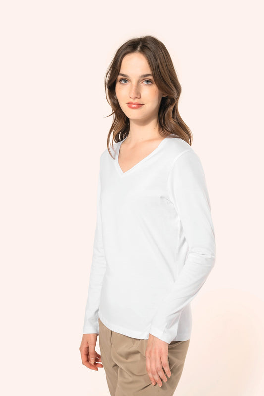 PK307 - T-shirt Supima® maniche lunghe e scollo a V