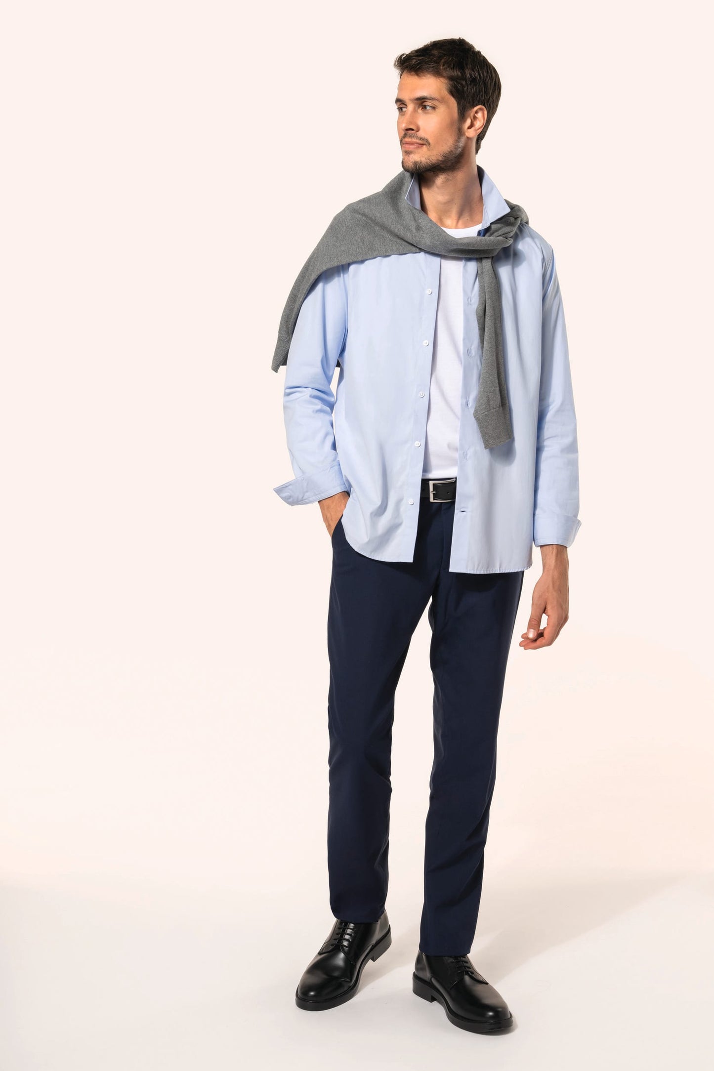 PK504 - Camicia uomo popeline maniche lunghe