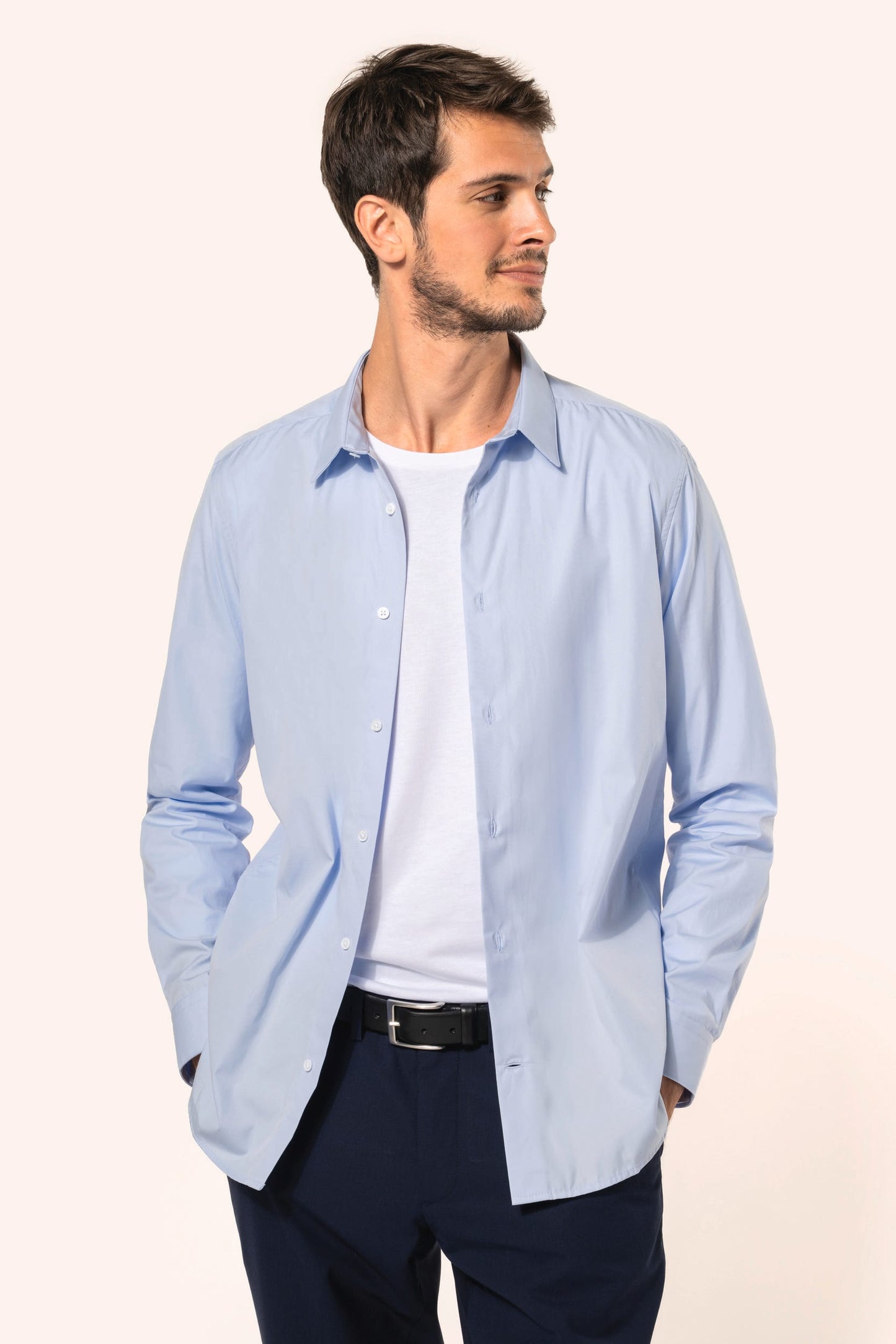 PK504 - Camicia uomo popeline maniche lunghe