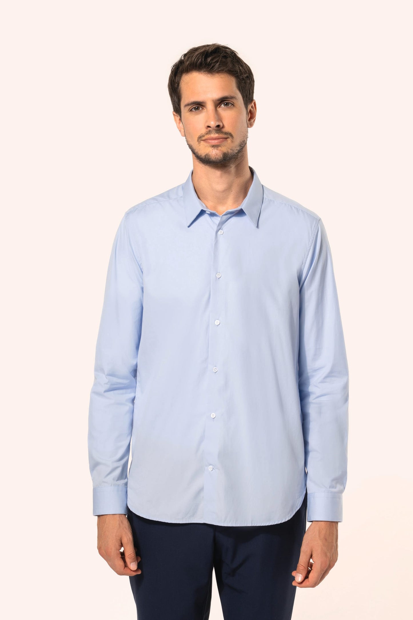 PK504 - Camicia uomo popeline maniche lunghe
