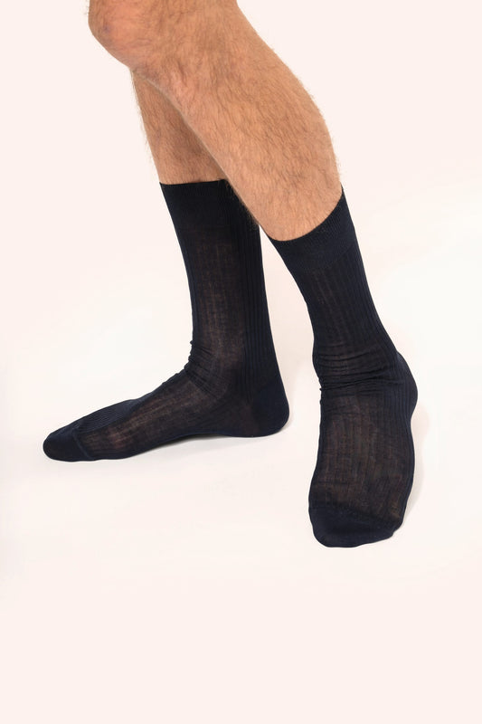 PK801 - Calze uomo in cotone a costine 4 x 2 con filo di Scozia