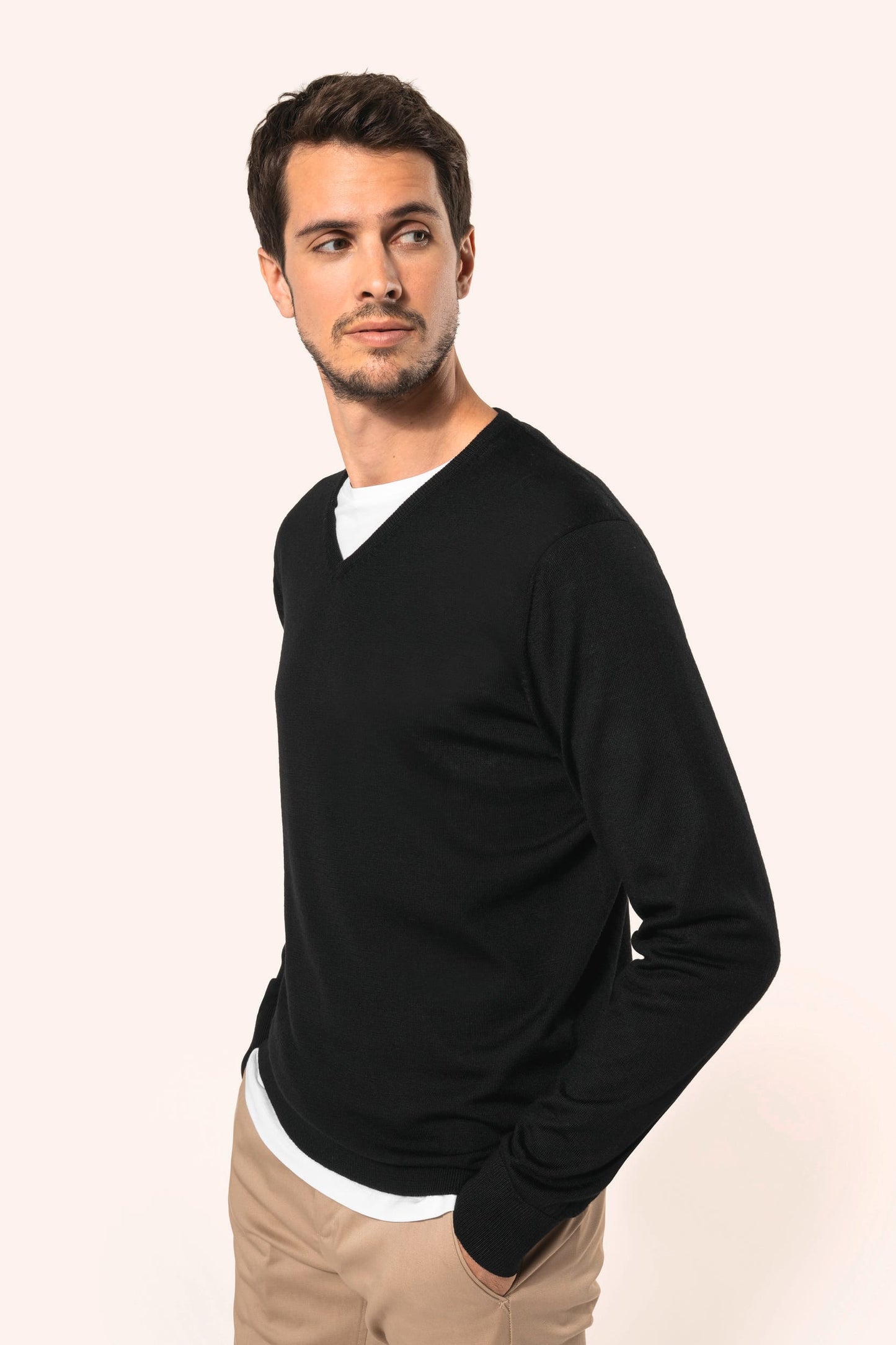 PK910 - Pullover uomo Merino con scollo a V