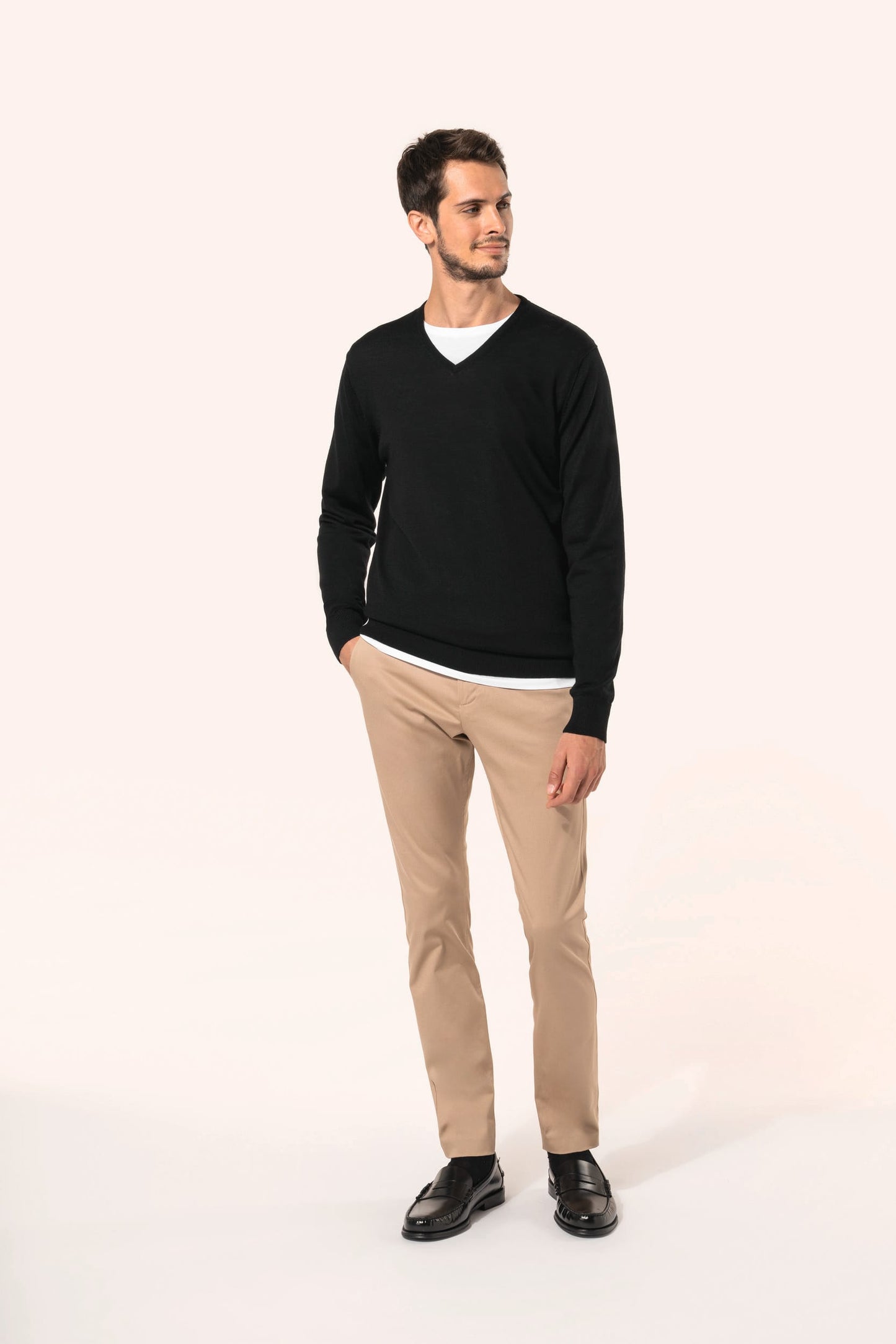 PK910 - Pullover uomo Merino con scollo a V