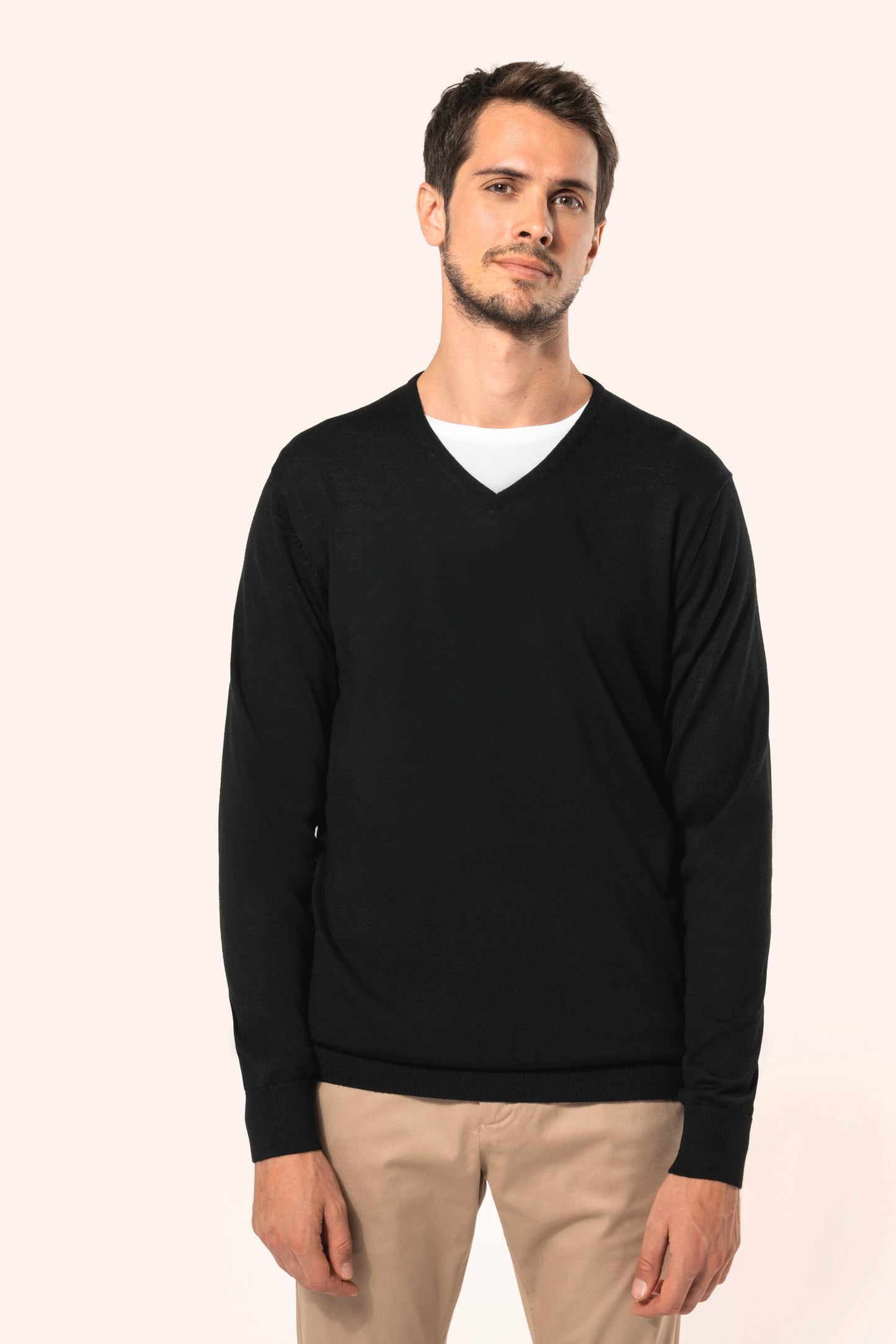 PK910 - Pullover uomo Merino con scollo a V