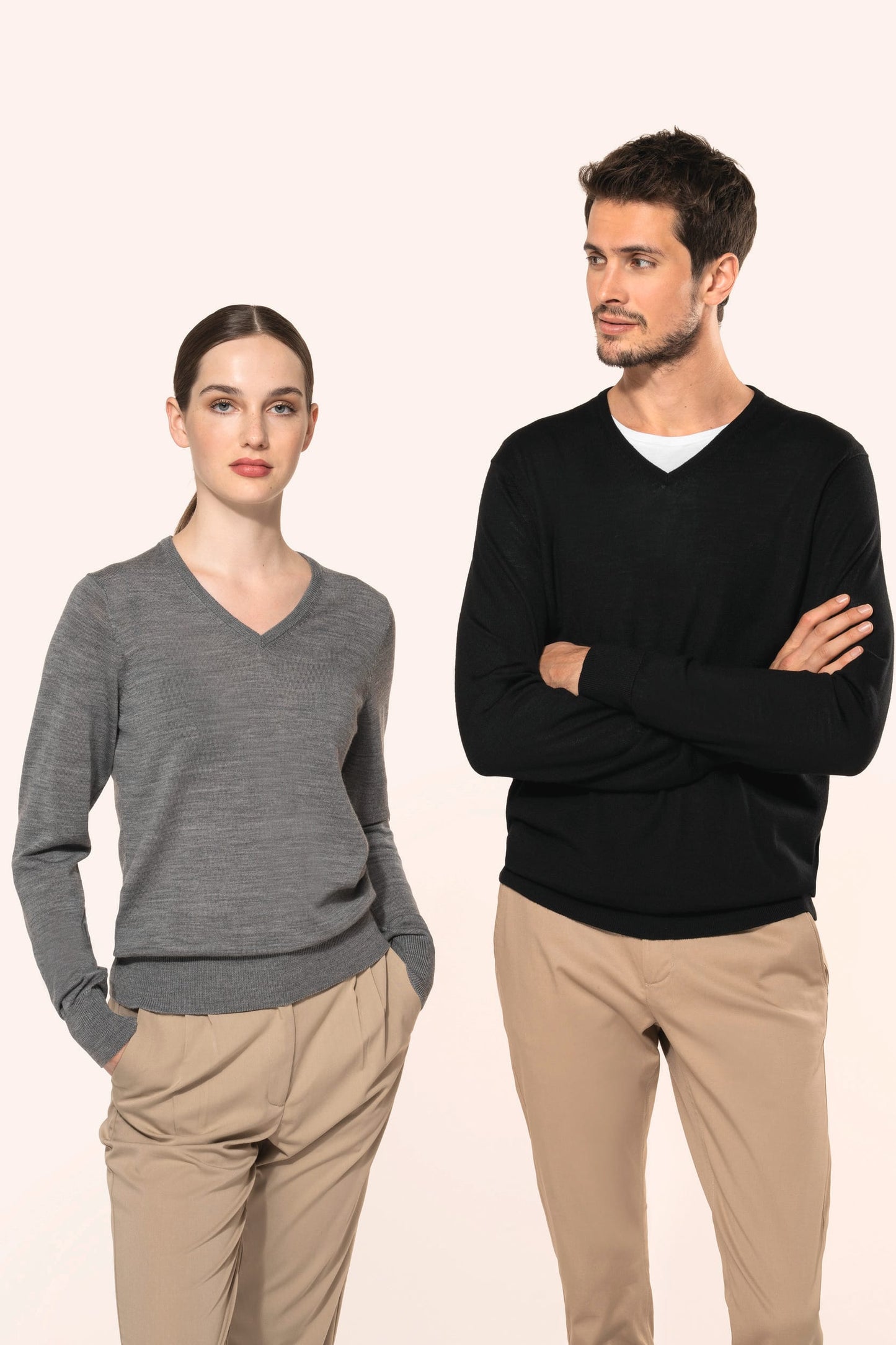 PK910 - Pullover uomo Merino con scollo a V