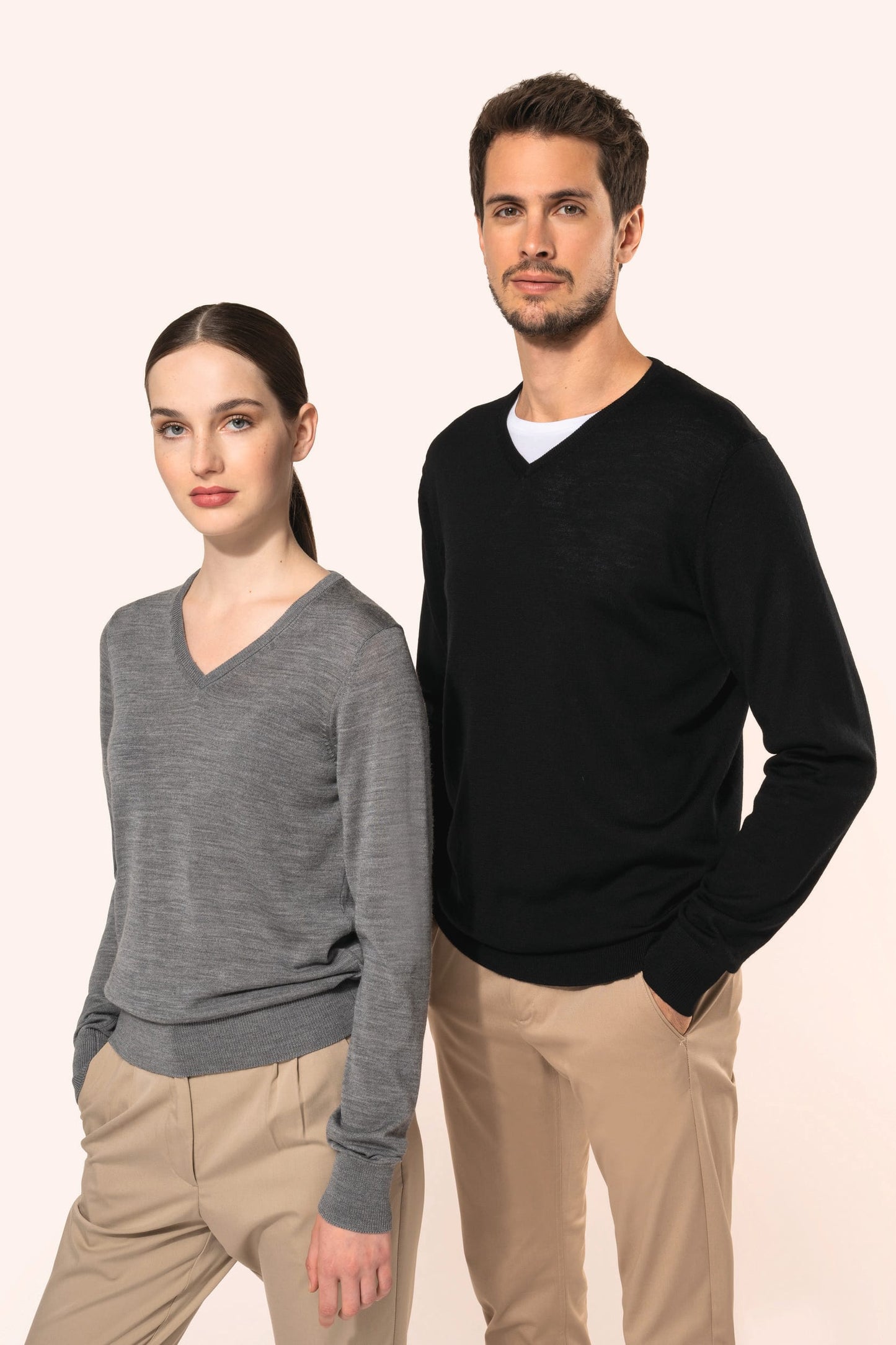 PK910 - Pullover uomo Merino con scollo a V