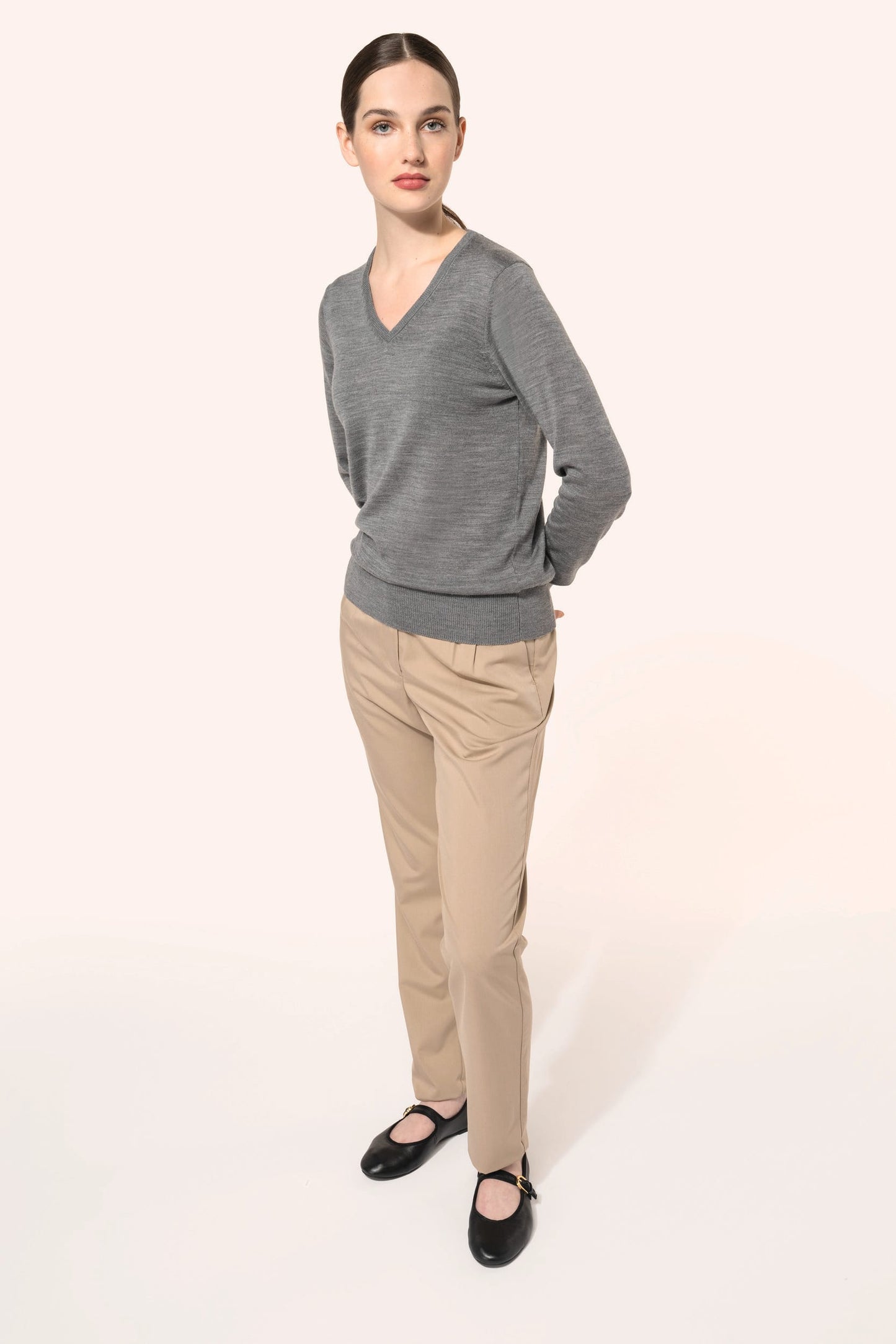 PK911 - Pullover donna Merino con scollo a V