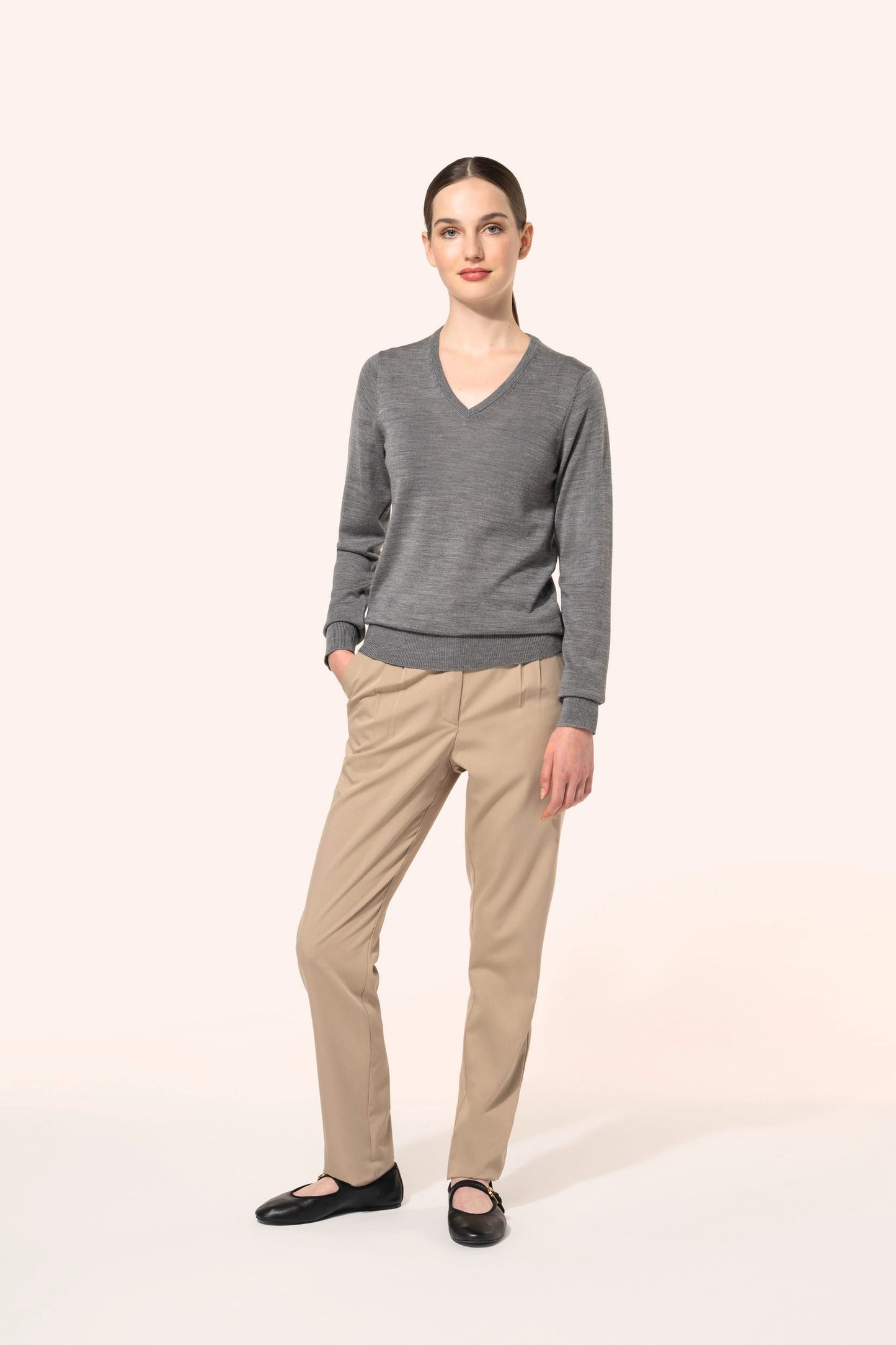 PK911 - Pullover donna Merino con scollo a V