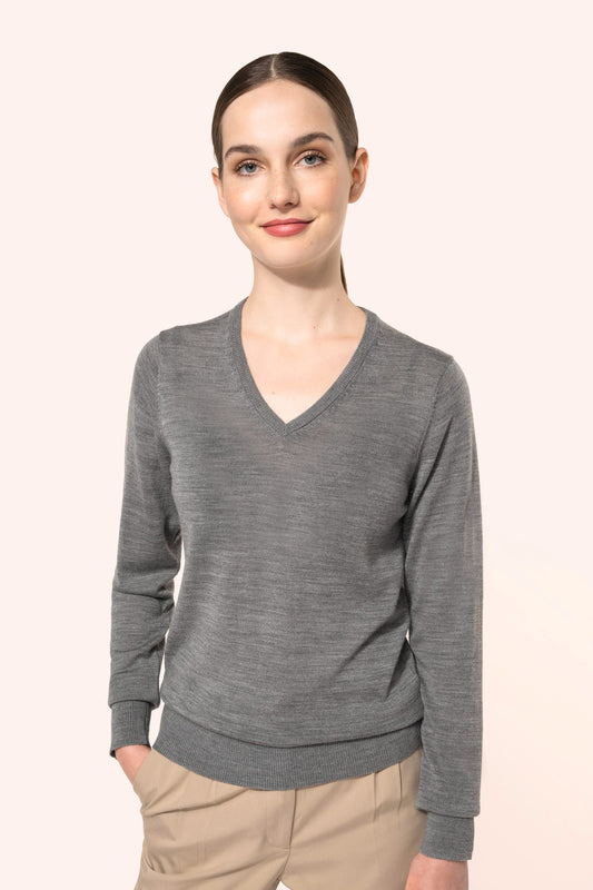 PK911 - Pullover donna Merino con scollo a V