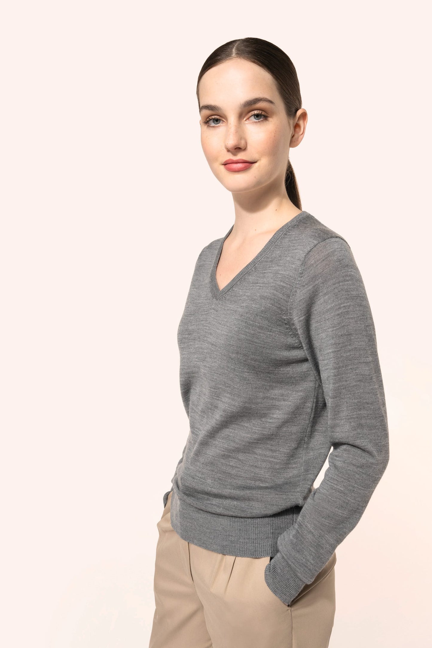 PK911 - Pullover donna Merino con scollo a V