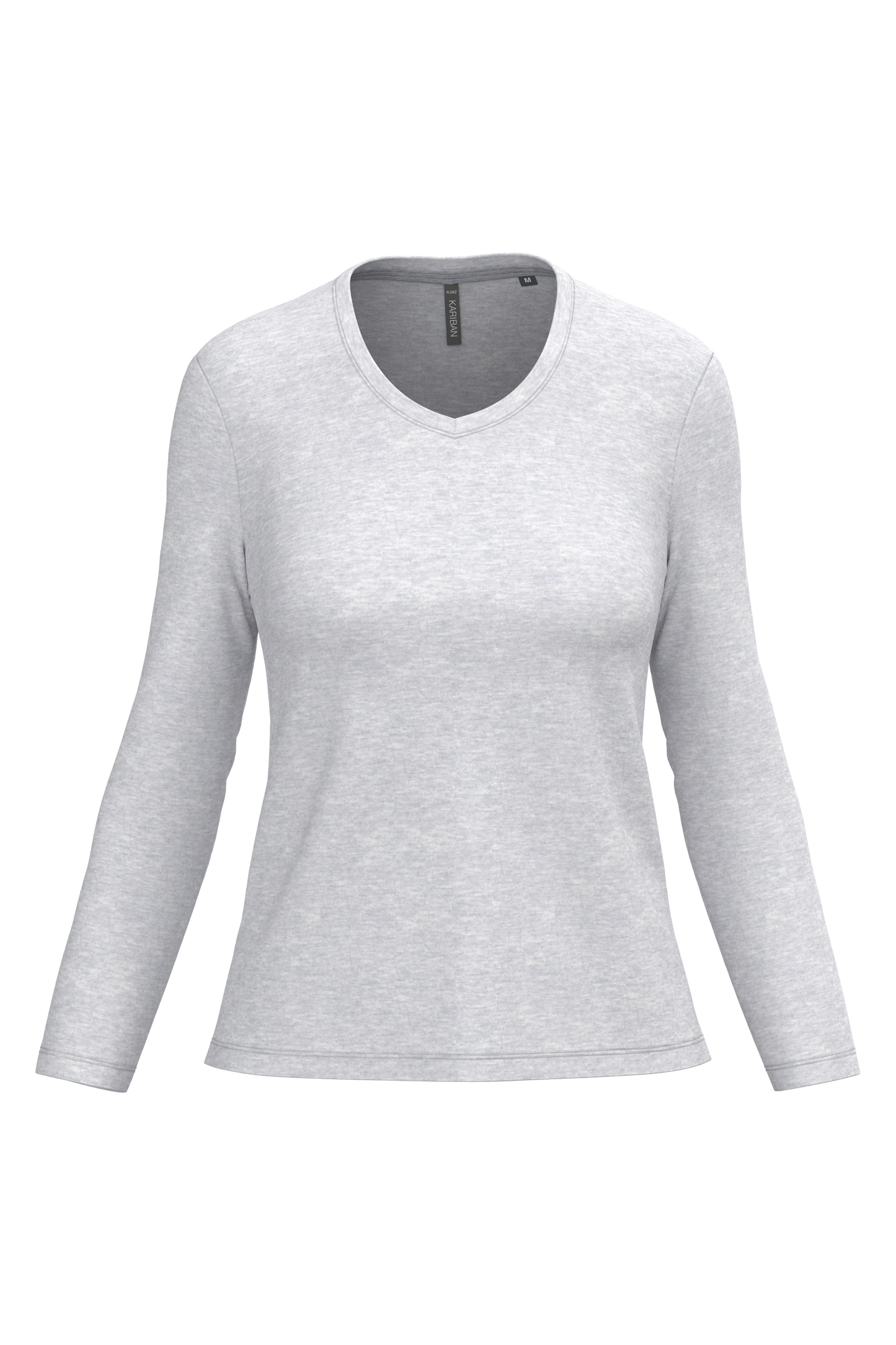 T-shirt donna manica lunga scollo a V (K382C-taglie-standard)