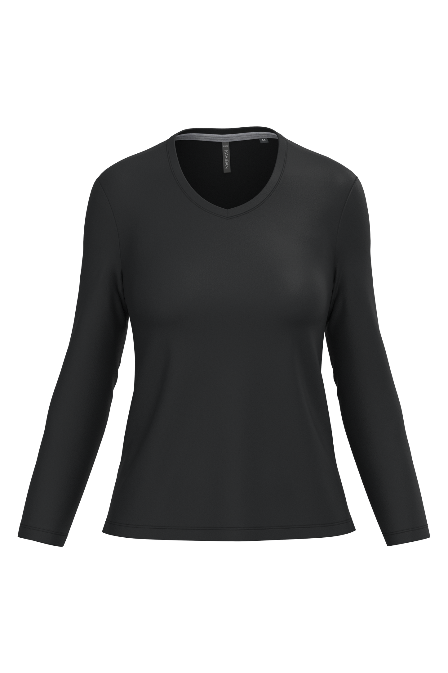 T-shirt donna manica lunga scollo a V (K382C-taglie-standard)