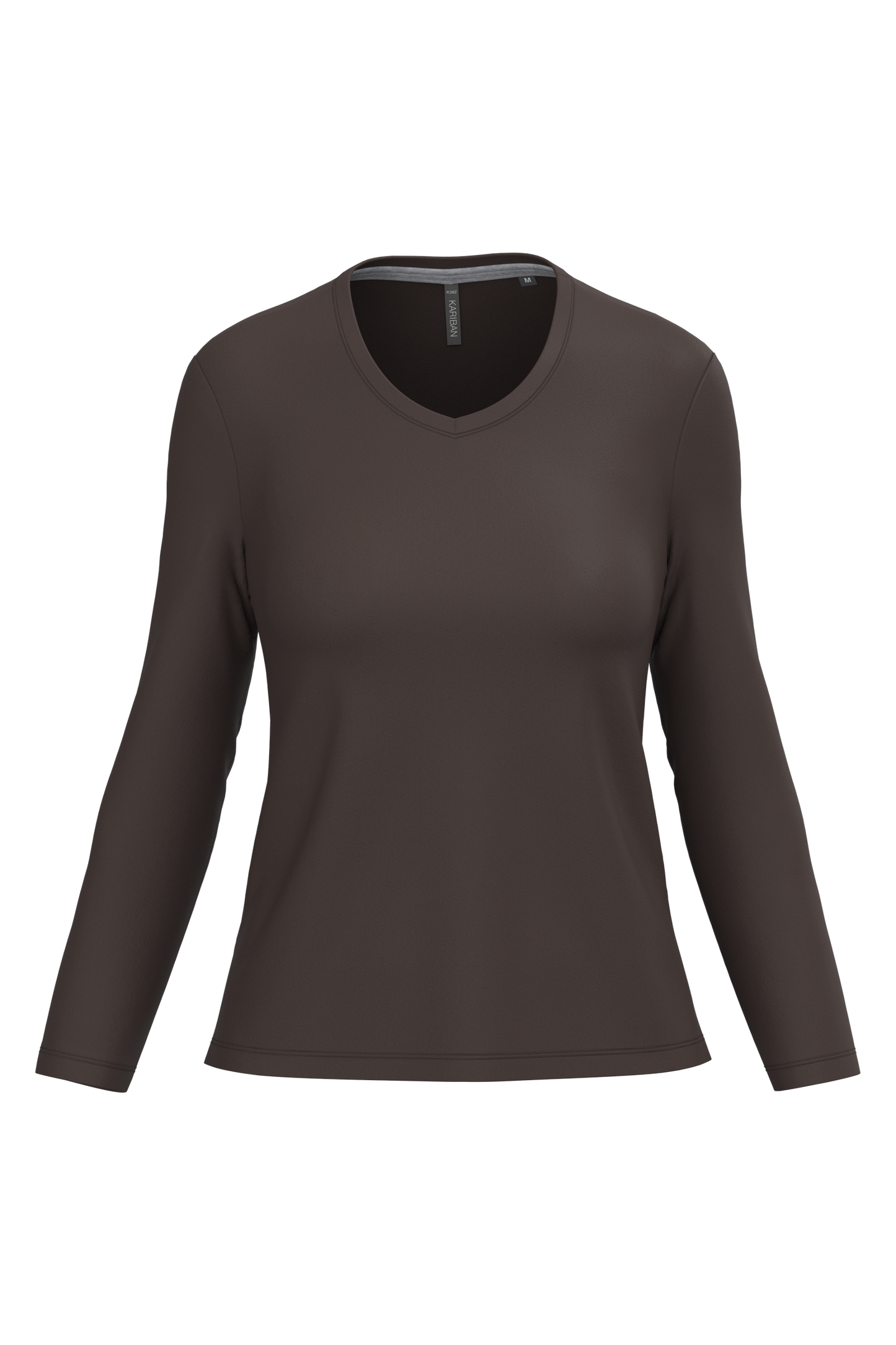 T-shirt donna manica lunga scollo a V (K382C-taglie-grandi)