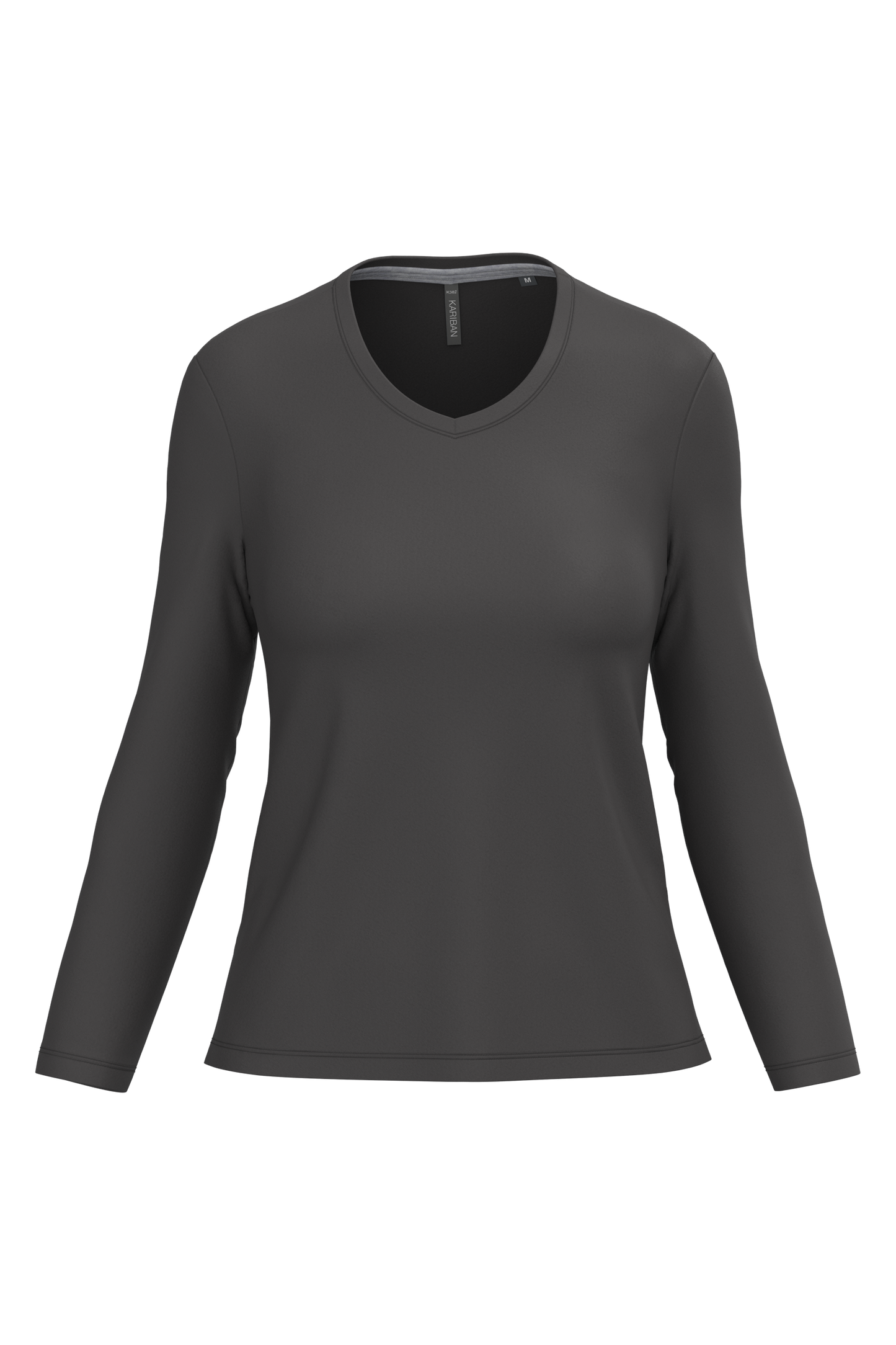 T-shirt donna manica lunga scollo a V (K382C-taglie-standard)