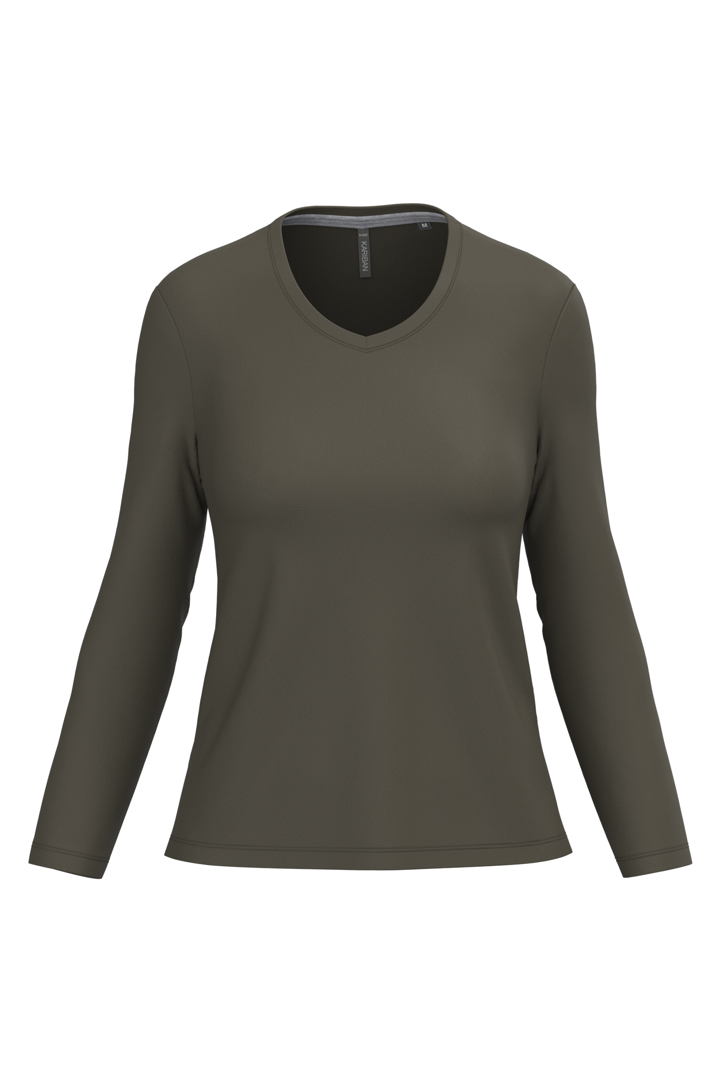 T-shirt donna manica lunga scollo a V (K382C-taglie-standard)