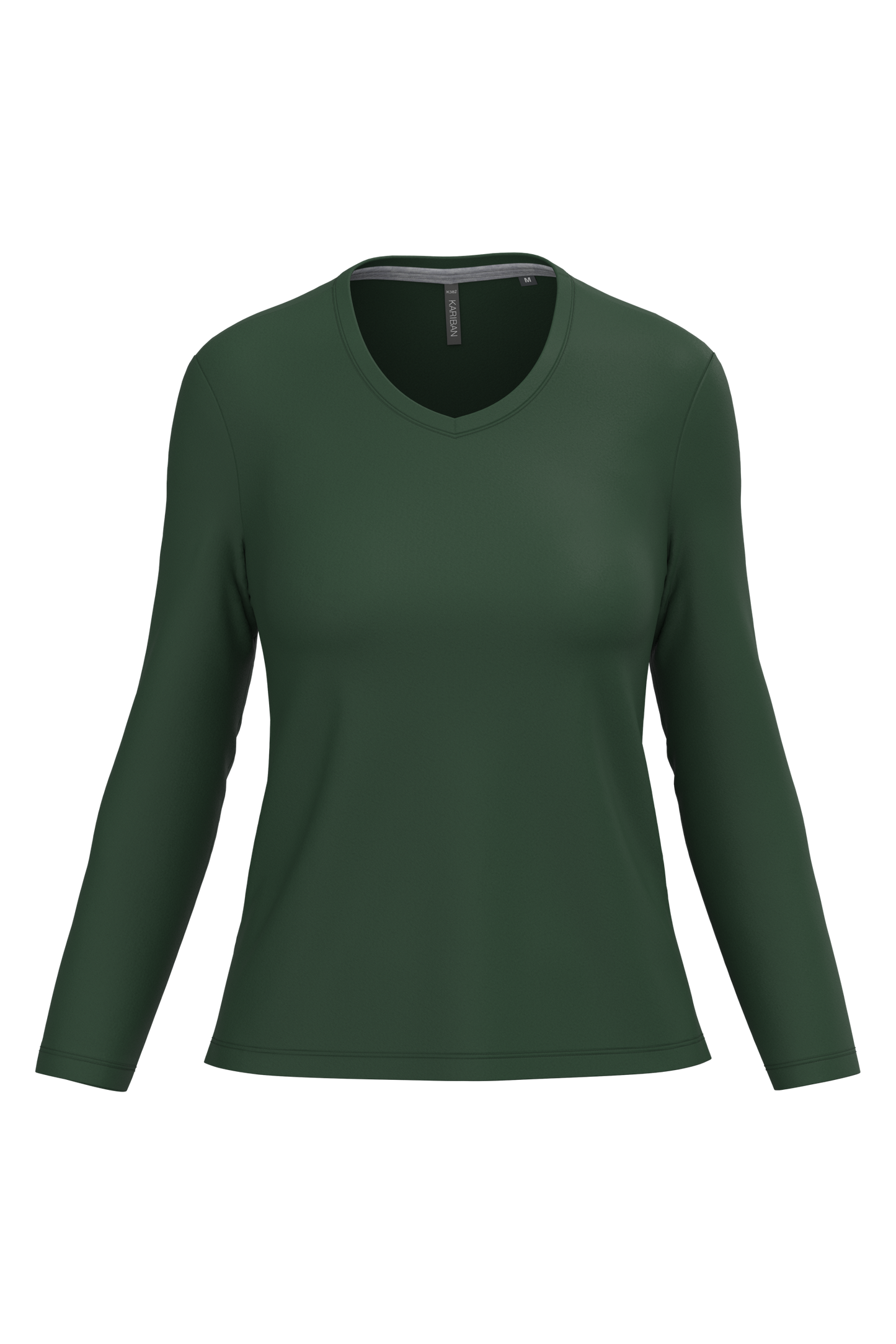 T-shirt donna manica lunga scollo a V (K382C-taglie-grandi)