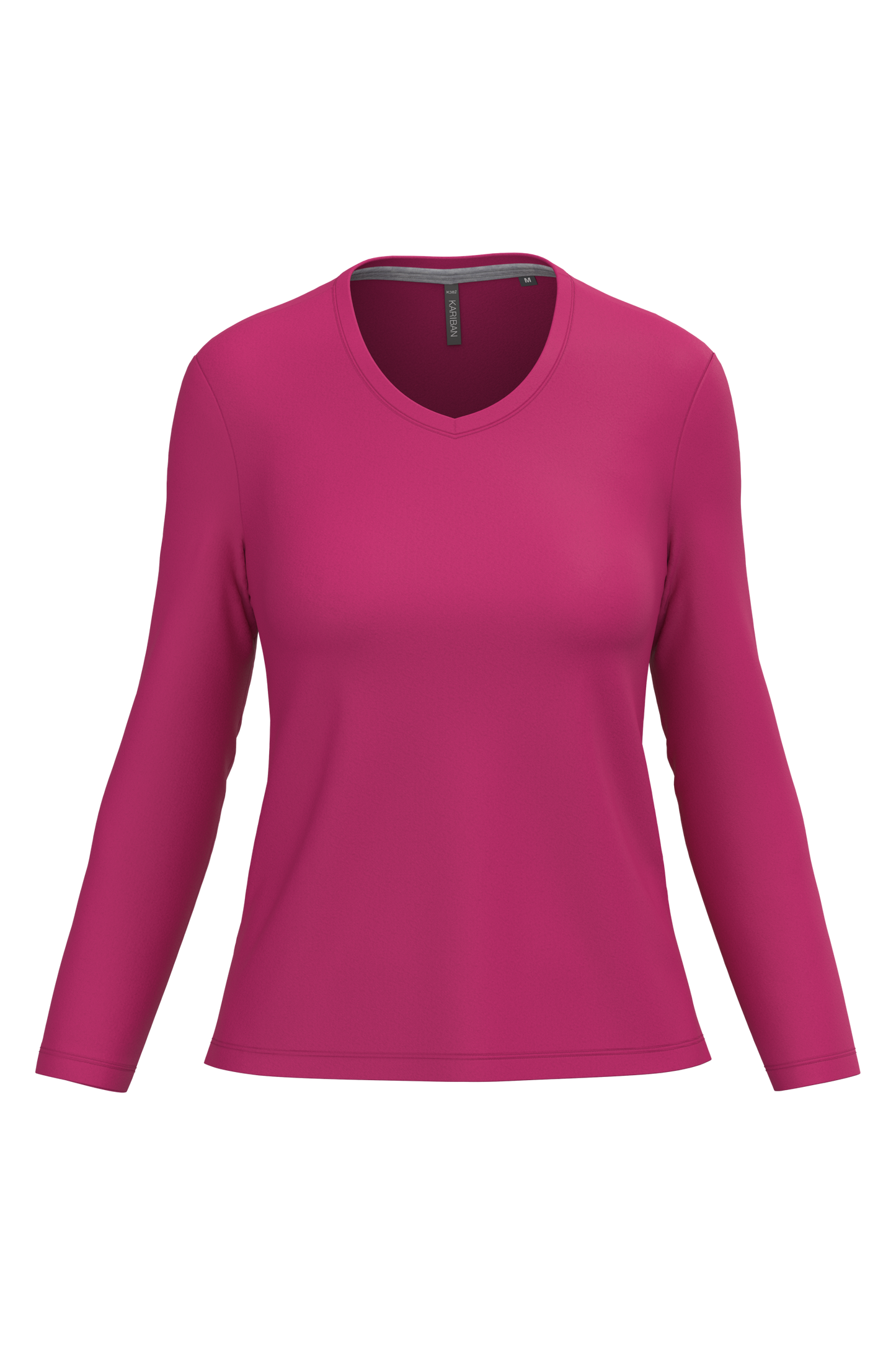 T-shirt donna manica lunga scollo a V (K382C-taglie-standard)