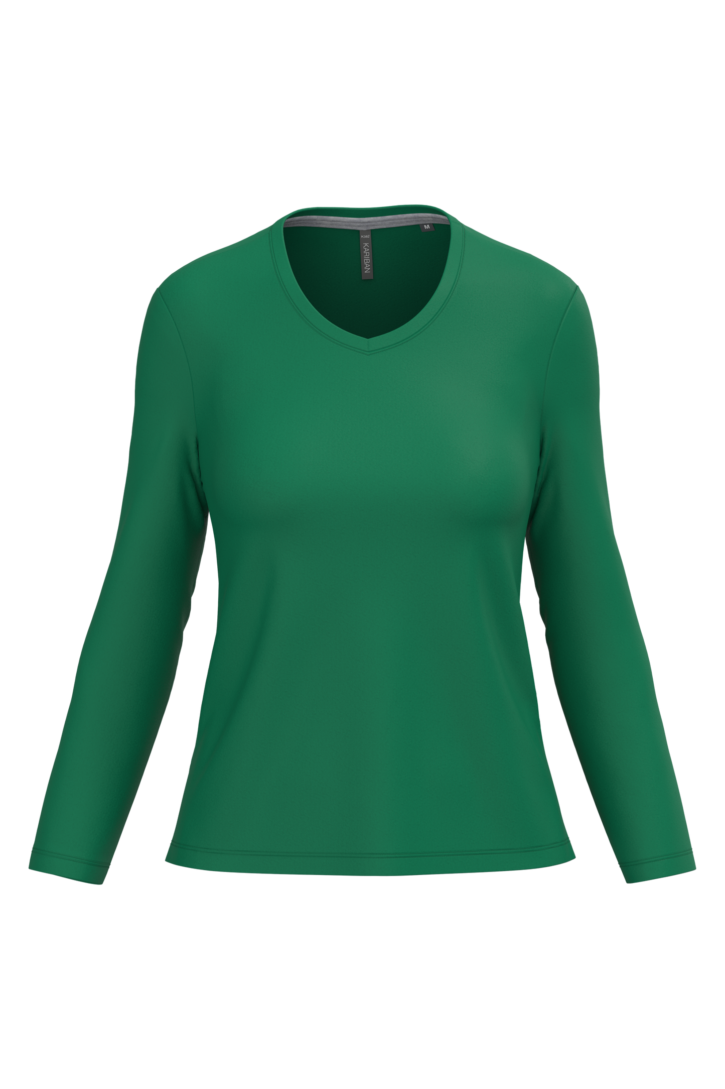 T-shirt donna manica lunga scollo a V (K382C-taglie-standard)