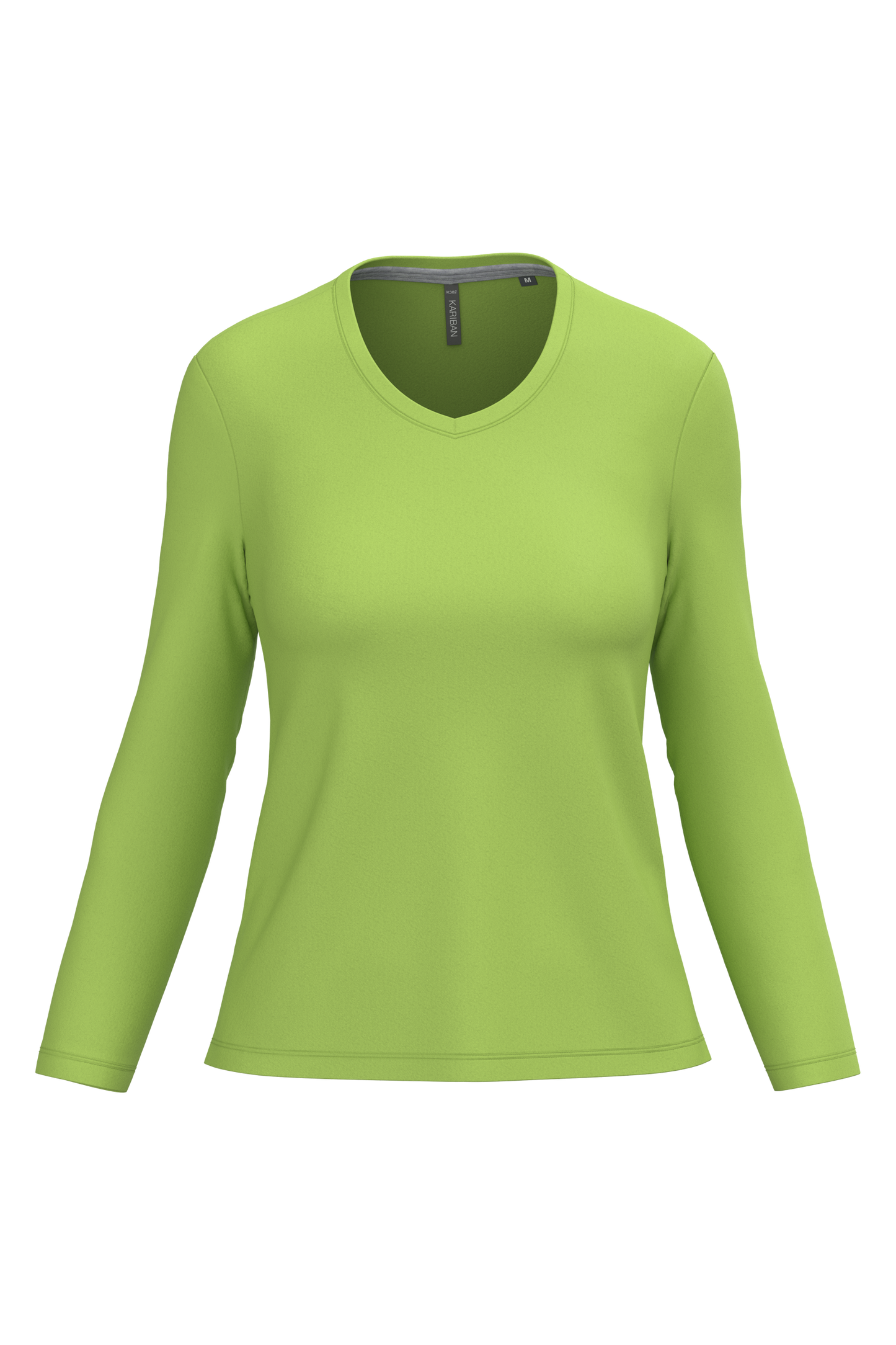 T-shirt donna manica lunga scollo a V (K382C-taglie-grandi)