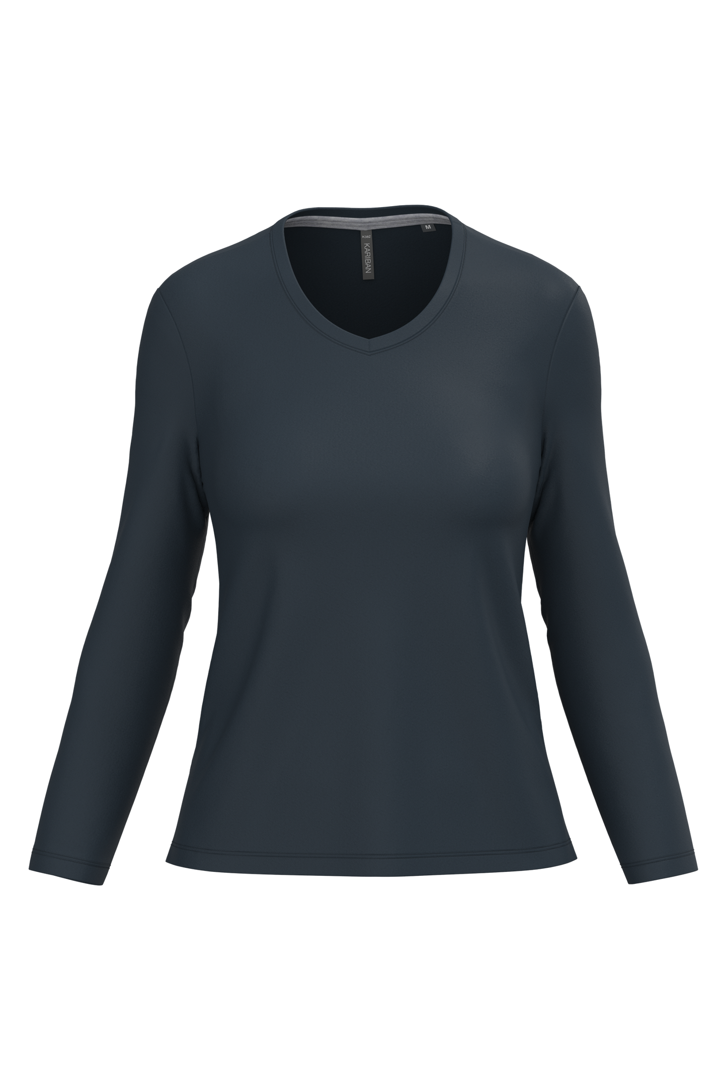 T-shirt donna manica lunga scollo a V (K382C-taglie-grandi)
