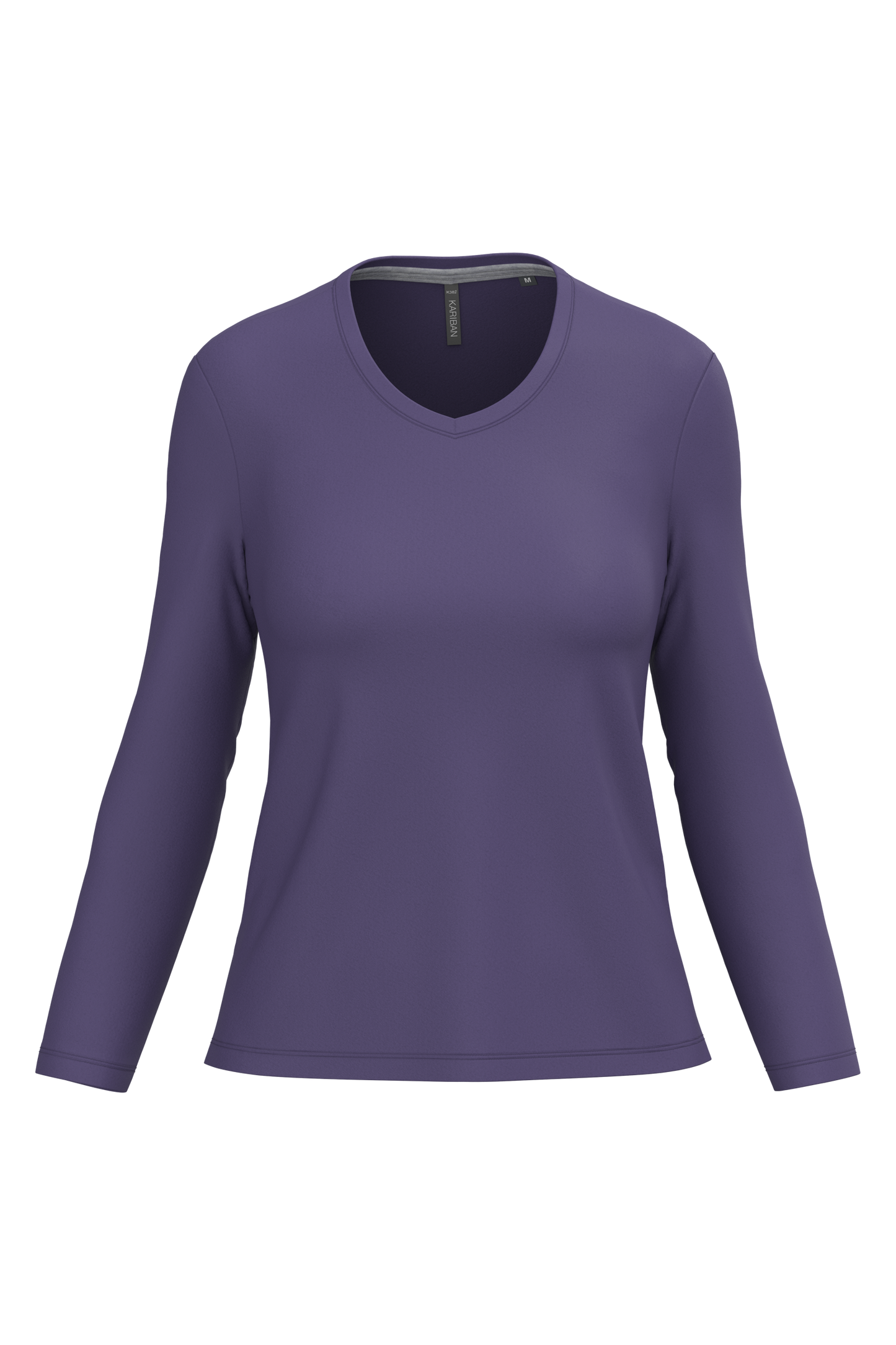 T-shirt donna manica lunga scollo a V (K382C-taglie-grandi)