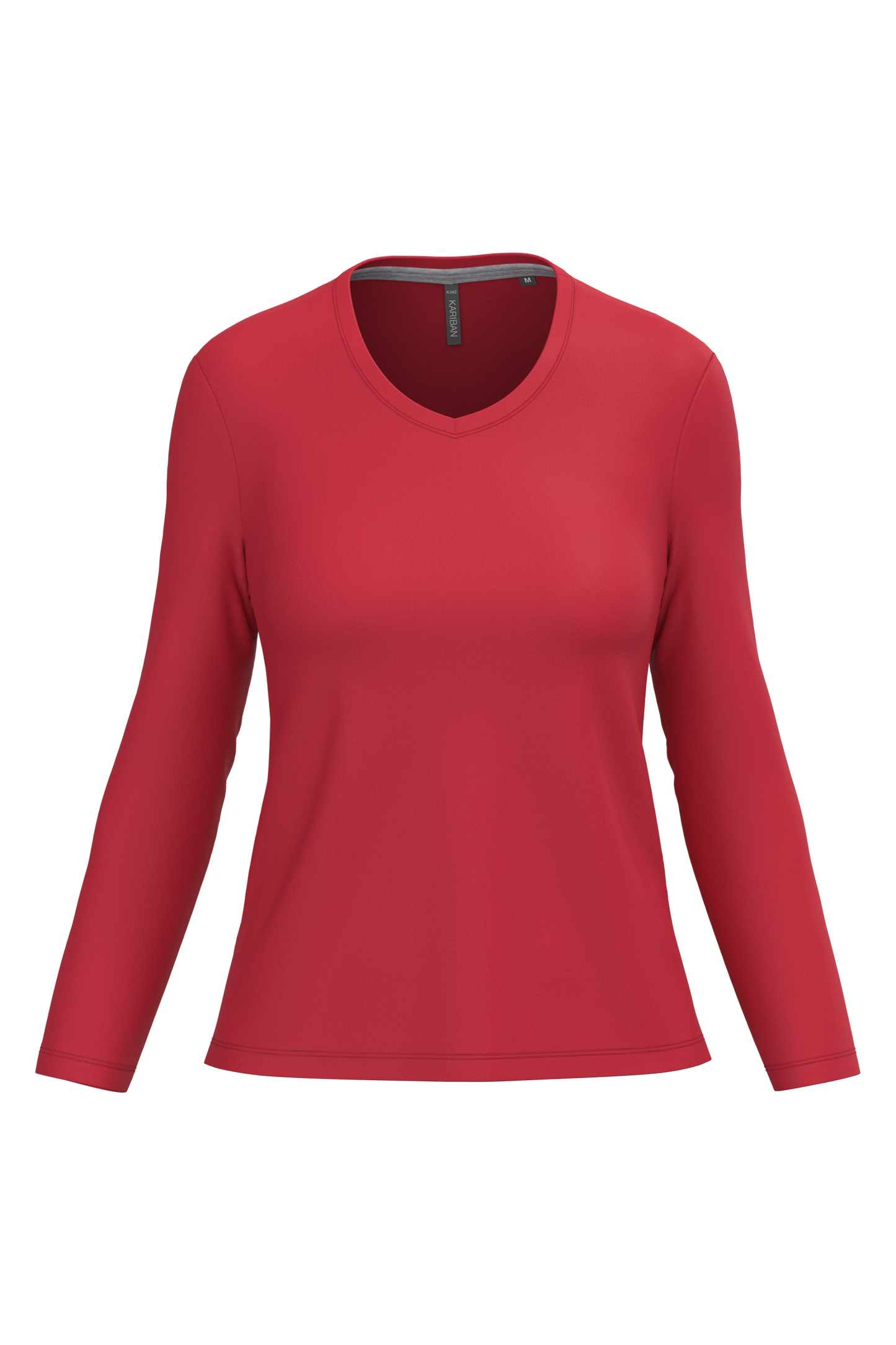 T-shirt donna manica lunga scollo a V (K382C-taglie-standard)