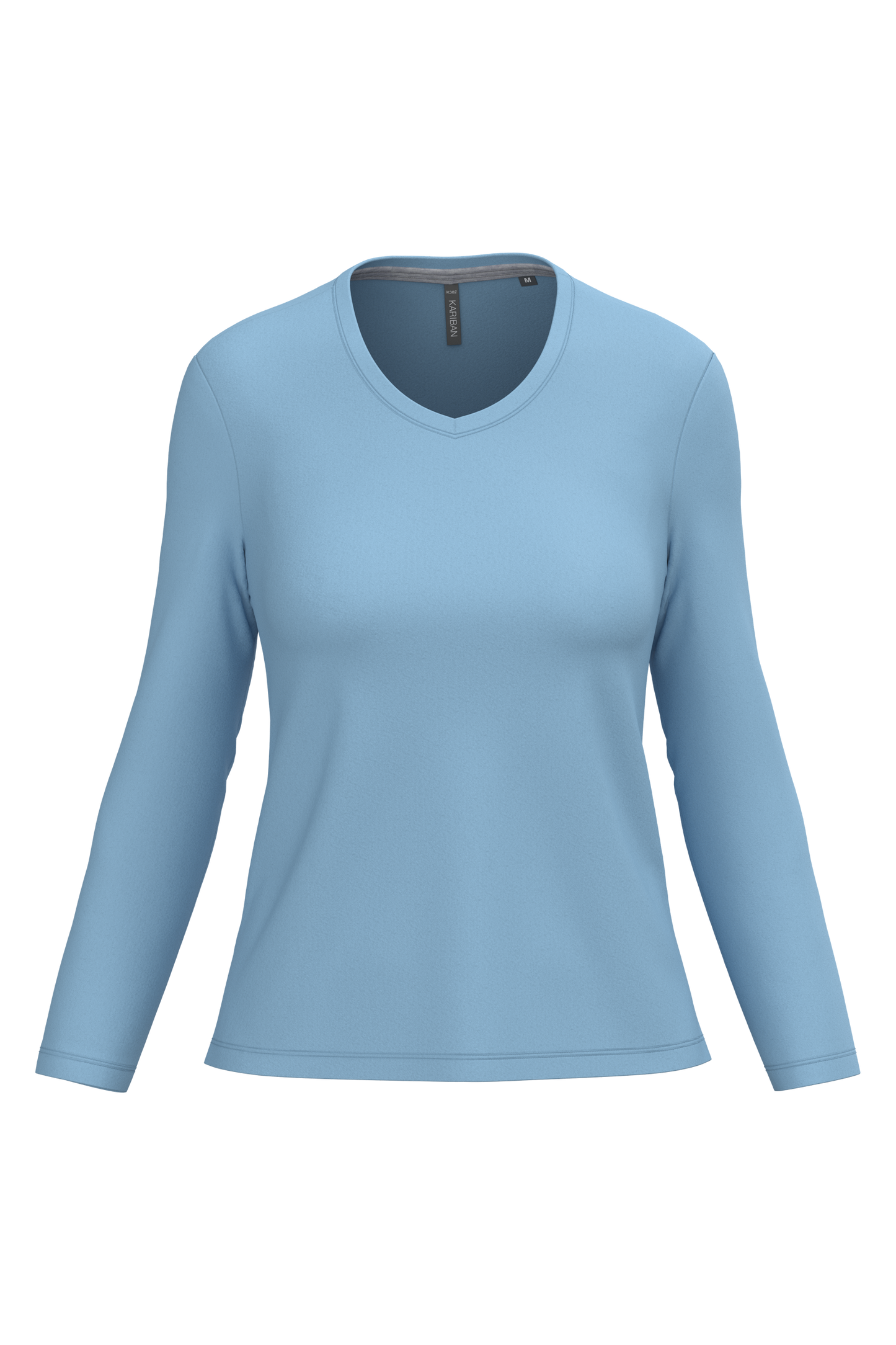 T-shirt donna manica lunga scollo a V (K382C-taglie-grandi)