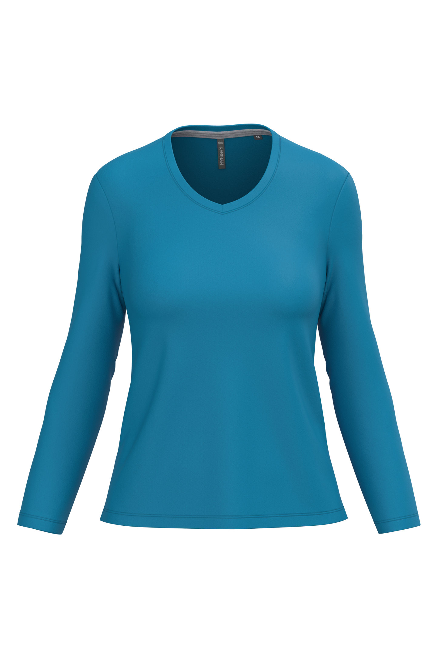 T-shirt donna manica lunga scollo a V (K382C-taglie-grandi)