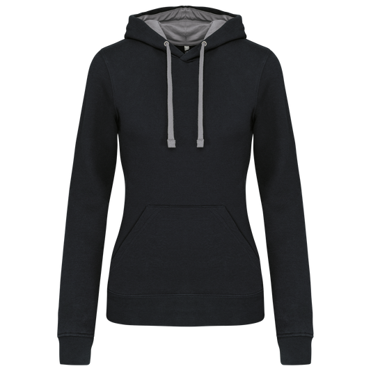Felpa donna con cappuccio a contrasto (K465-taglie-grandi)