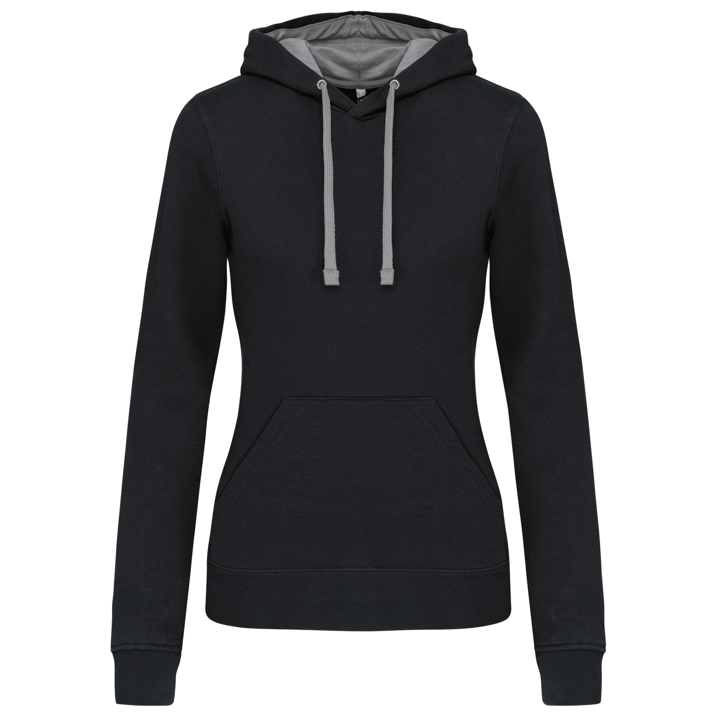 Felpa donna con cappuccio a contrasto (K465-taglie-standard)