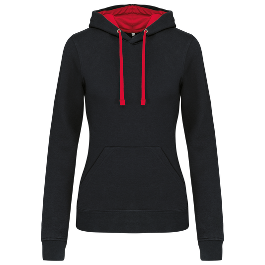 Felpa donna con cappuccio a contrasto (K465-taglie-grandi)