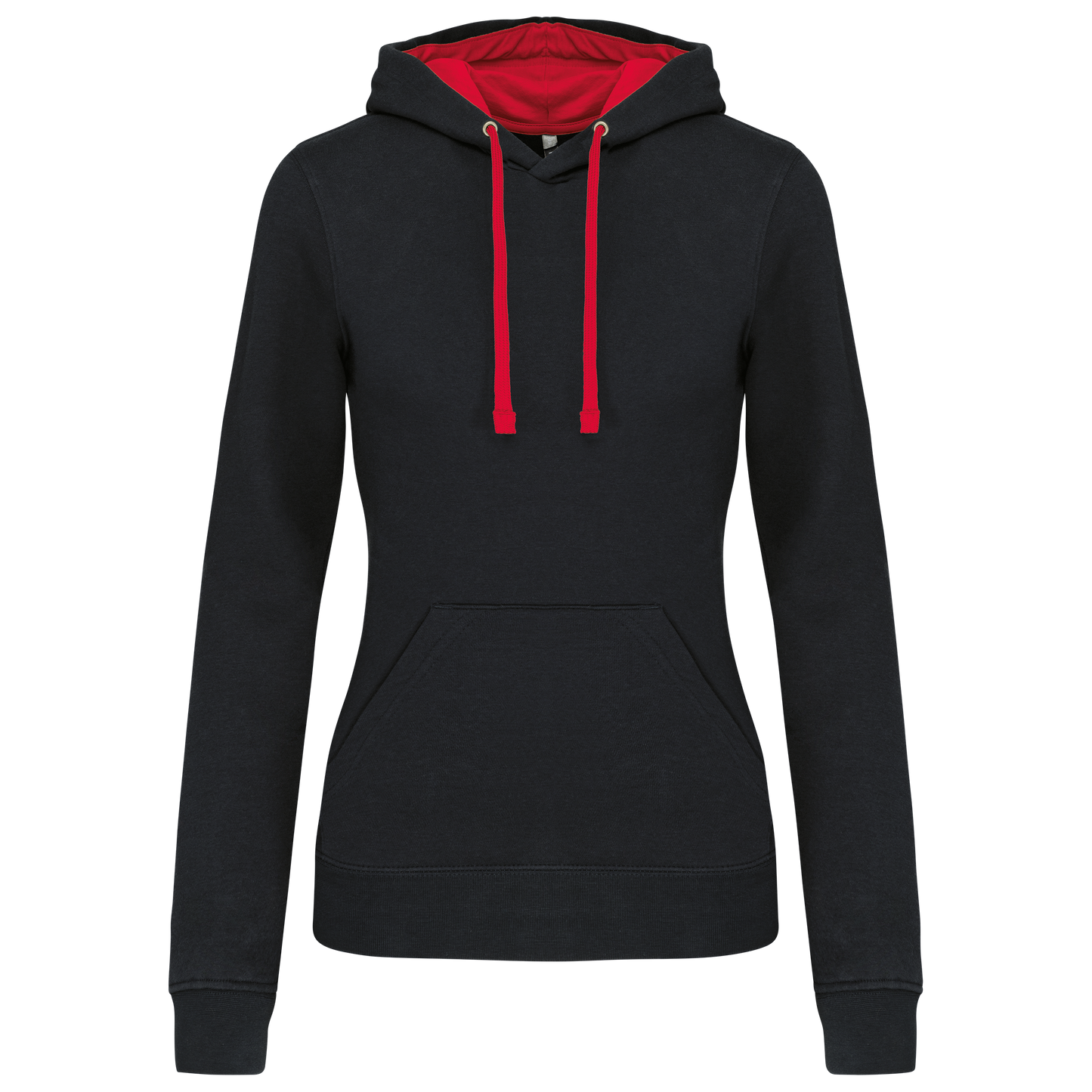 Felpa donna con cappuccio a contrasto (K465-taglie-standard)