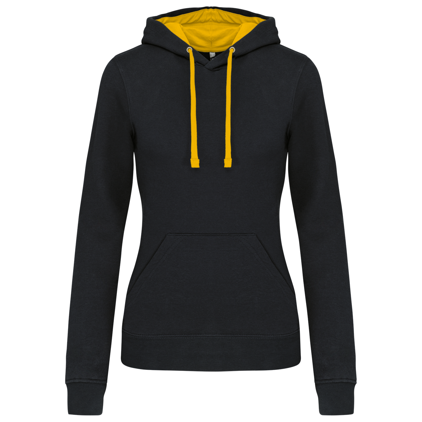 Felpa donna con cappuccio a contrasto (K465-taglie-standard)