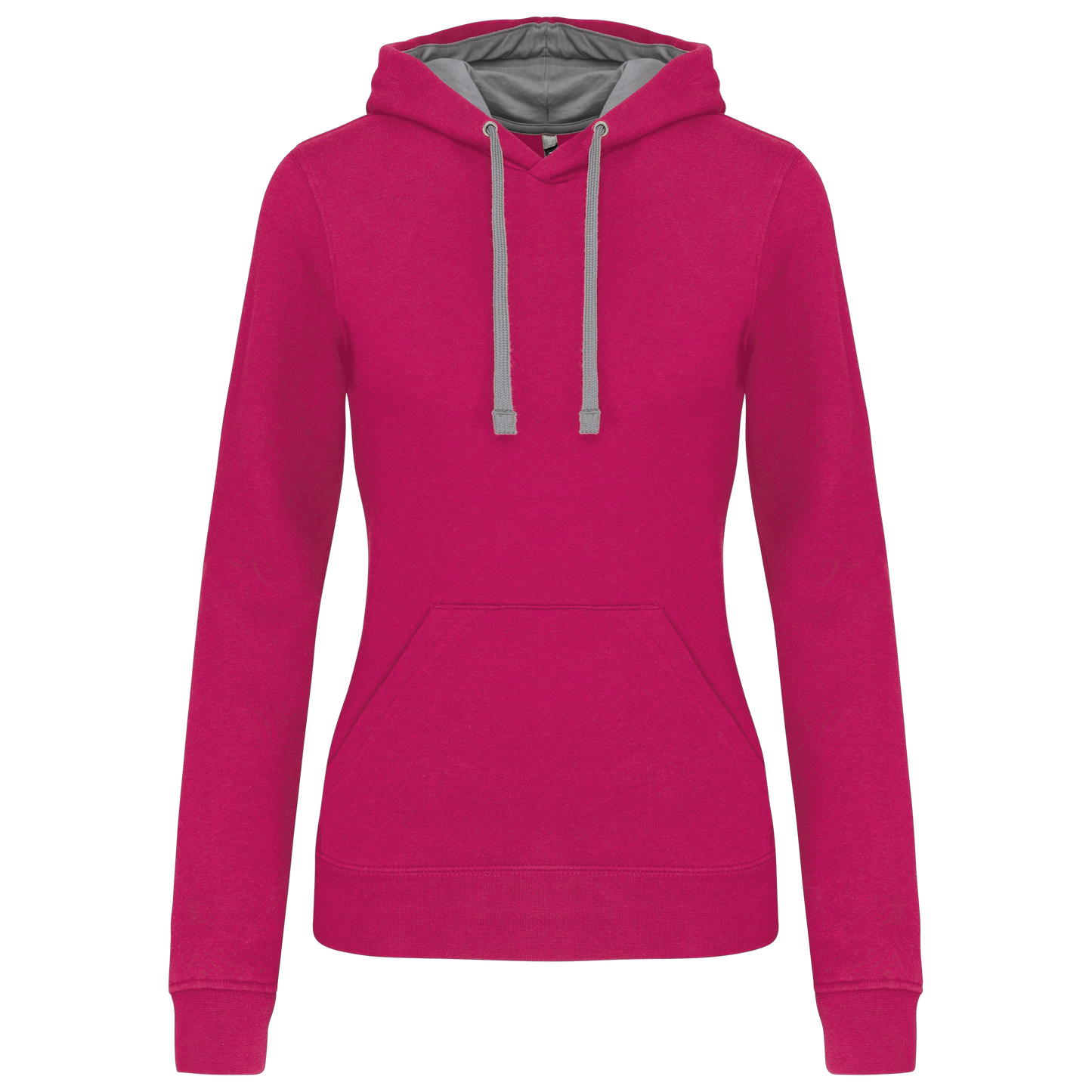 Felpa donna con cappuccio a contrasto (K465-taglie-standard)