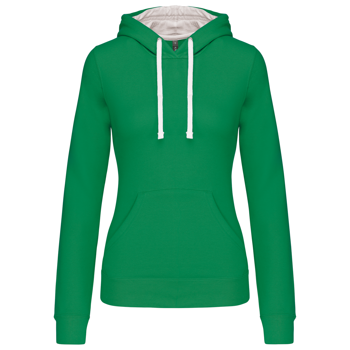 Felpa donna con cappuccio a contrasto (K465-taglie-standard)