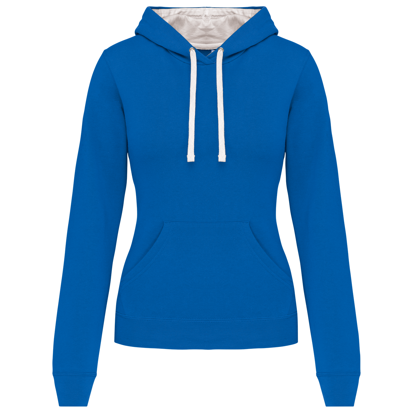 Felpa donna con cappuccio a contrasto (K465-taglie-standard)