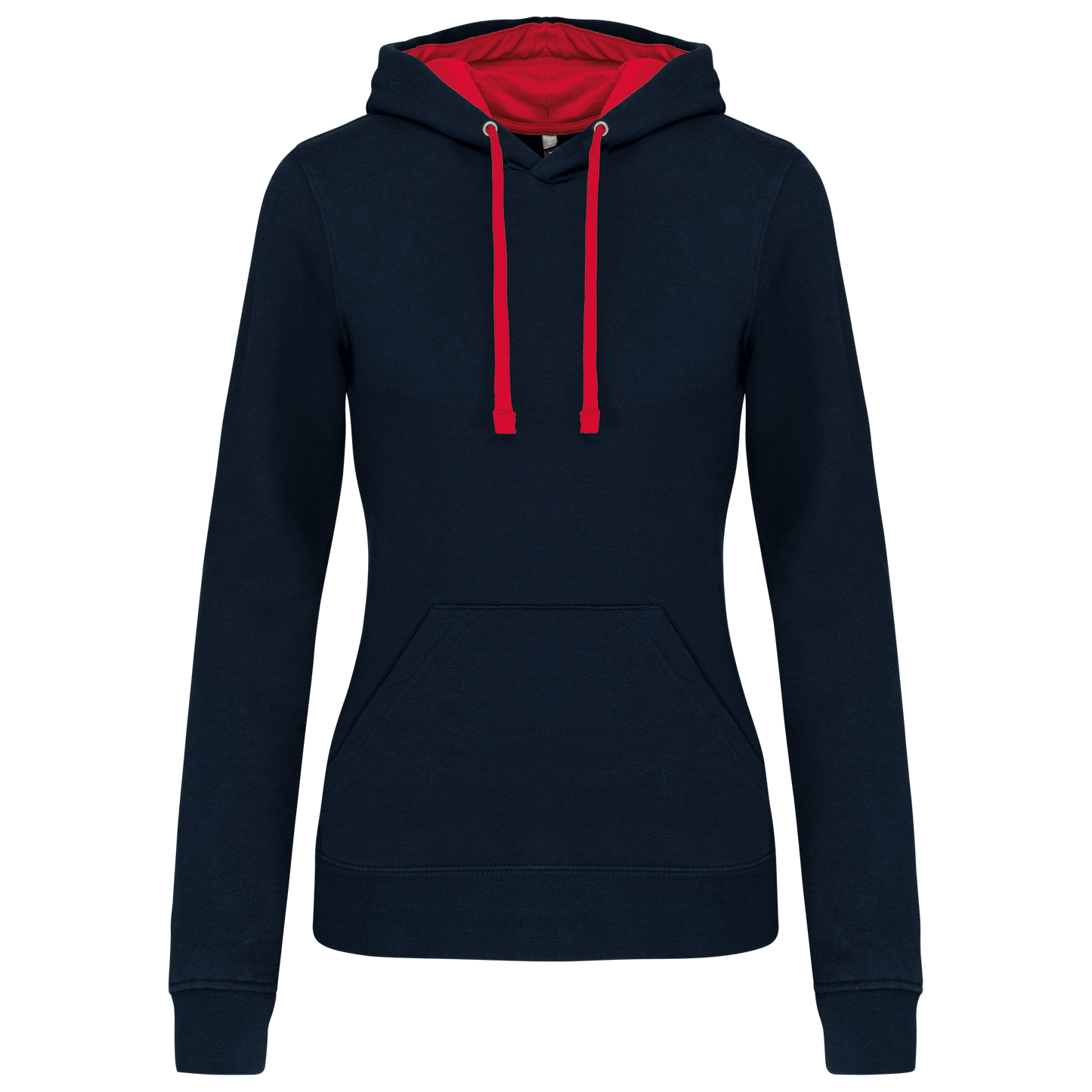 Felpa donna con cappuccio a contrasto (K465-taglie-grandi)