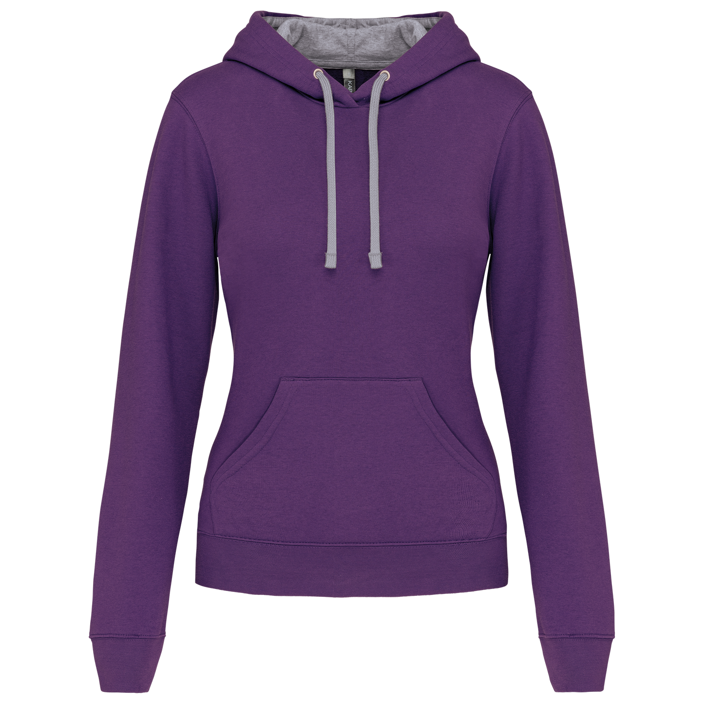 Felpa donna con cappuccio a contrasto (K465-taglie-standard)
