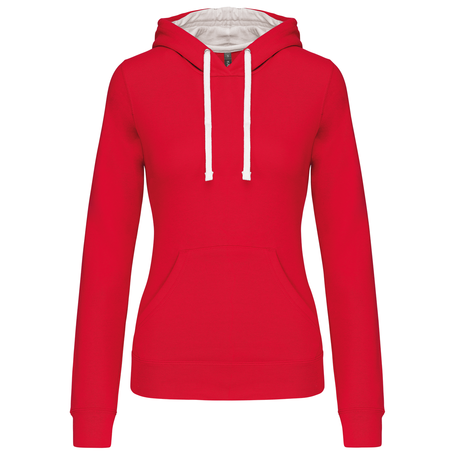 Felpa donna con cappuccio a contrasto (K465-taglie-standard)