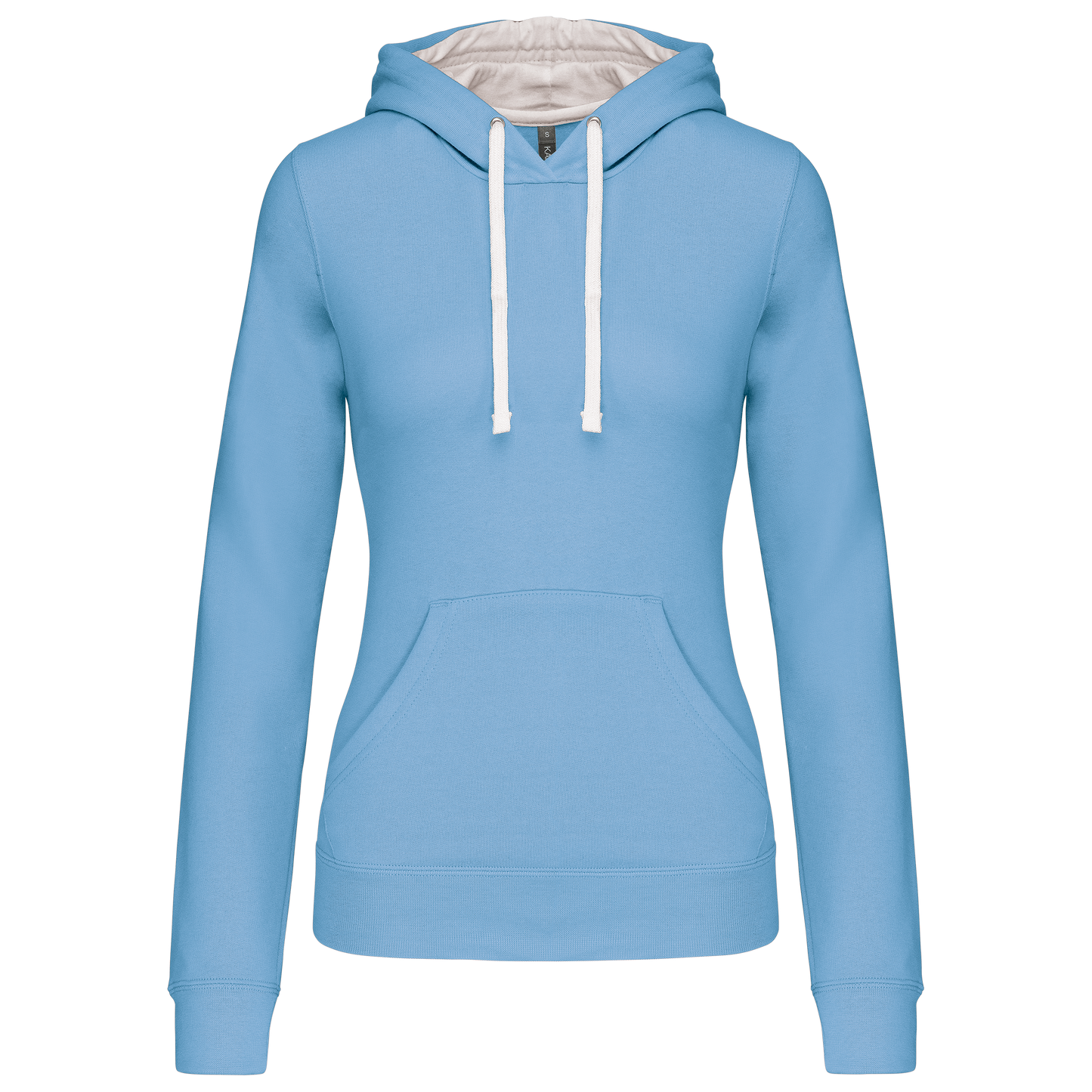 Felpa donna con cappuccio a contrasto (K465-taglie-standard)