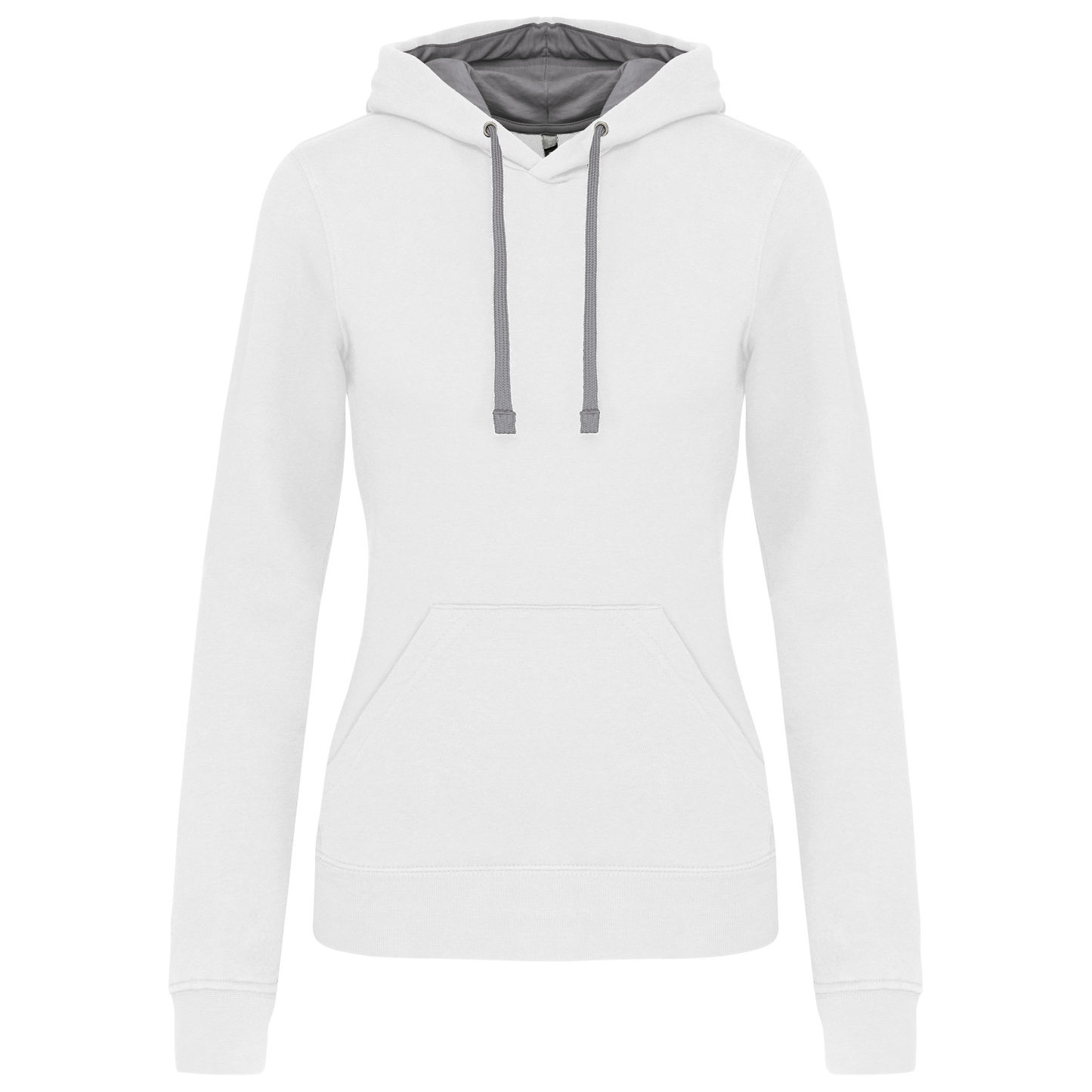 Felpa donna con cappuccio a contrasto (K465-taglie-standard)