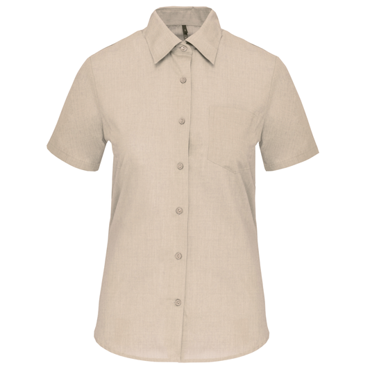Camicia popeline policotone donna maniche corte facile da lavare (K548C-taglie-grandi)