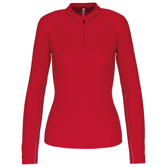 Top sportivo a maniche lunghe ¼ zip donna (PA336)
