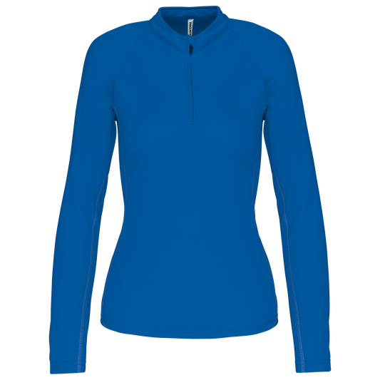 Top sportivo a maniche lunghe ¼ zip donna (PA336)