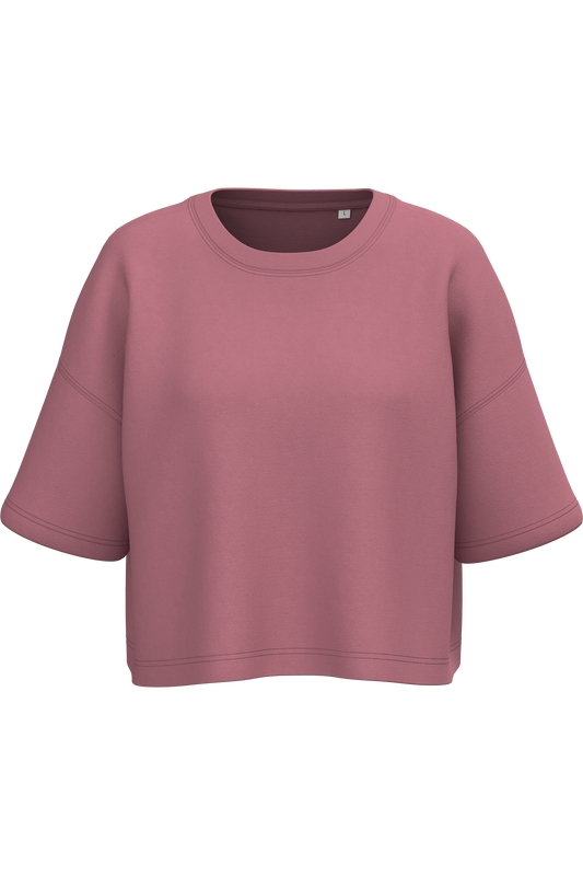 Felpa crop girocollo a maniche corte donna (PA394)