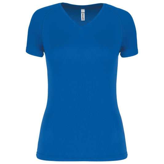 T-shirt donna sportiva a manica corta scollo a V (PA477)