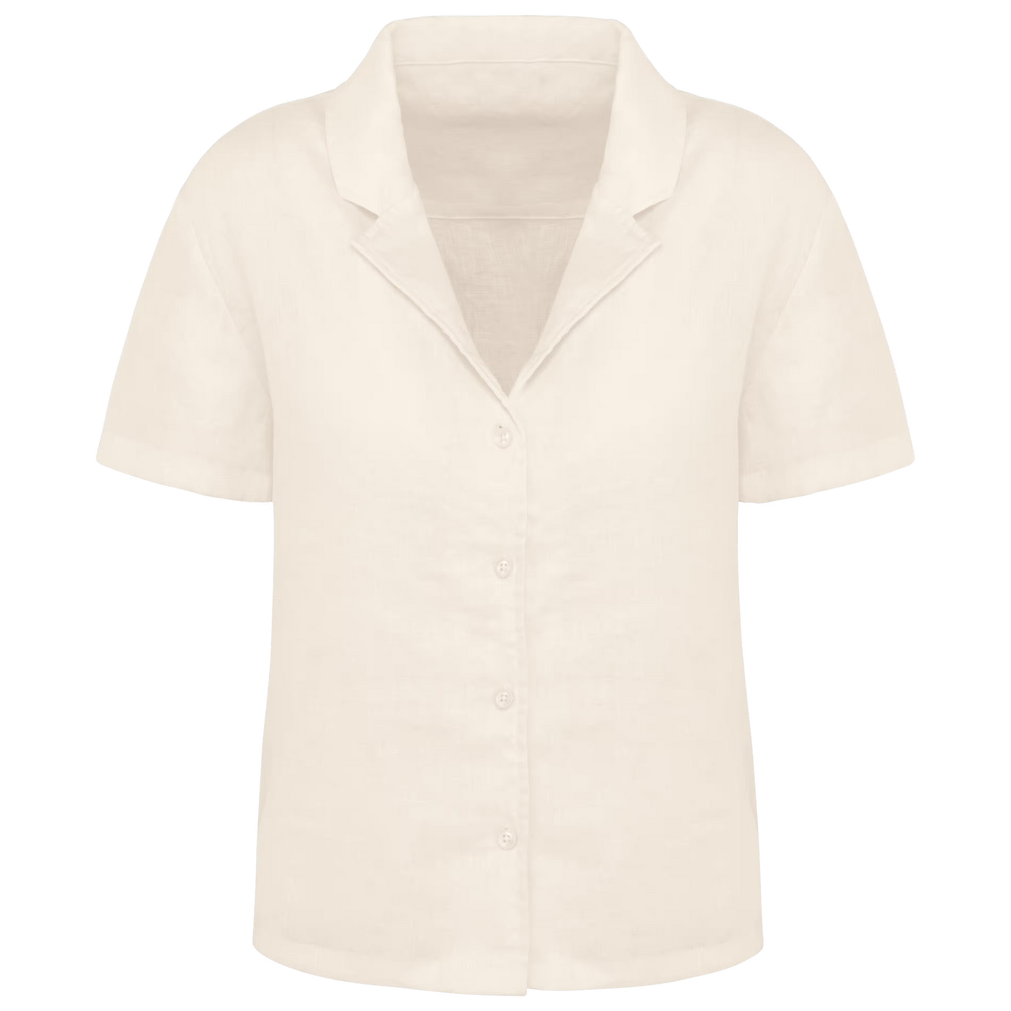 SP523 - Camicia donna a maniche corte in lino con collo bowling