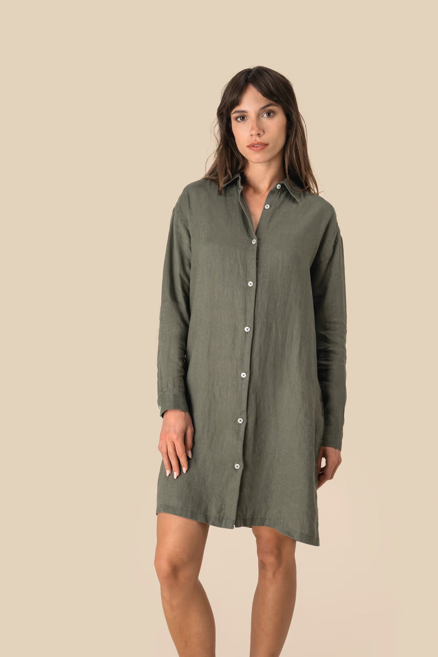 SP5008 - Vestito camicia donna in lino